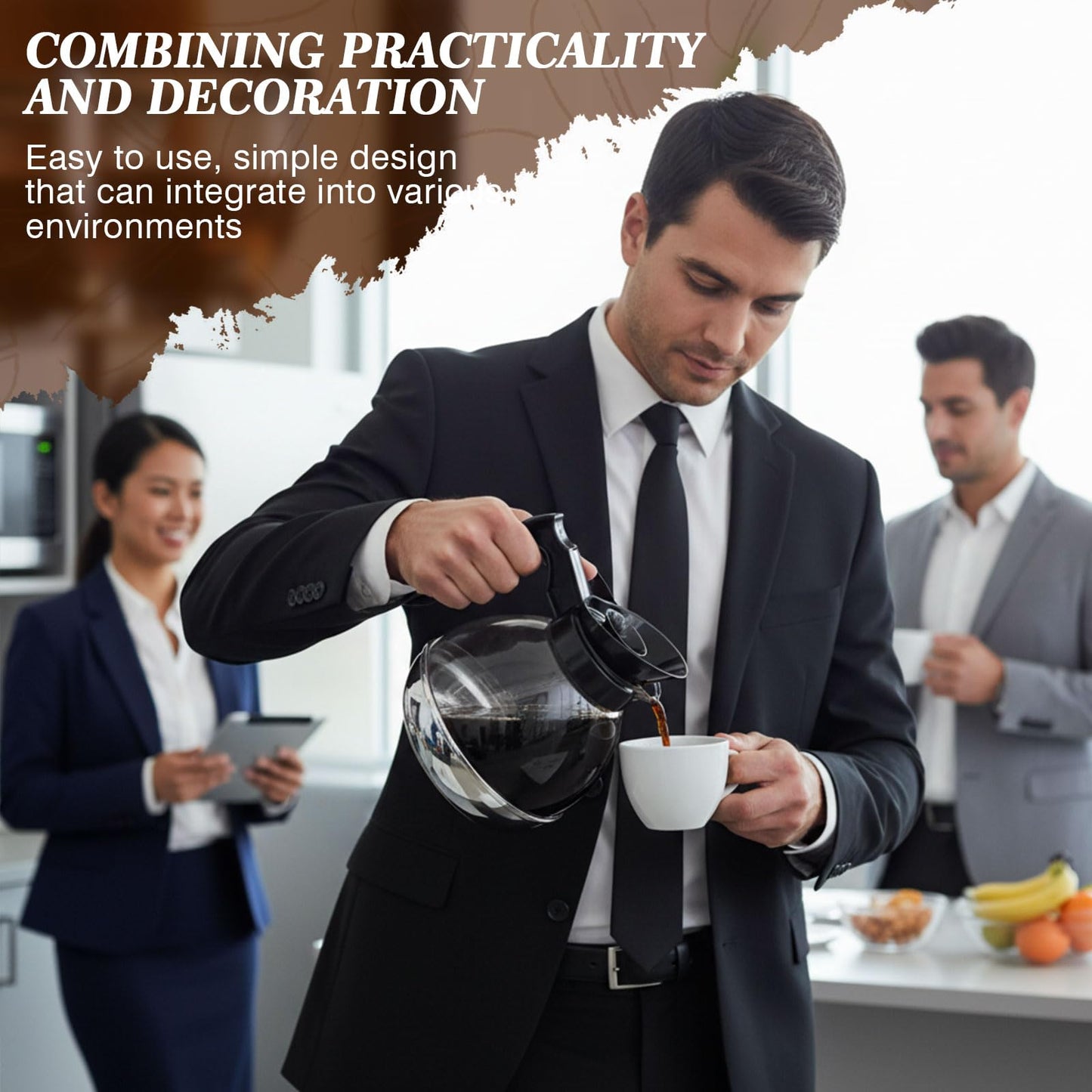 Ferrochef 2 Pcs Plastic Coffee Decanter 64oz Large Capacity Stainless Steel with Polycarbonate Body, Comfortable Handle for Home Office Coffee Shop