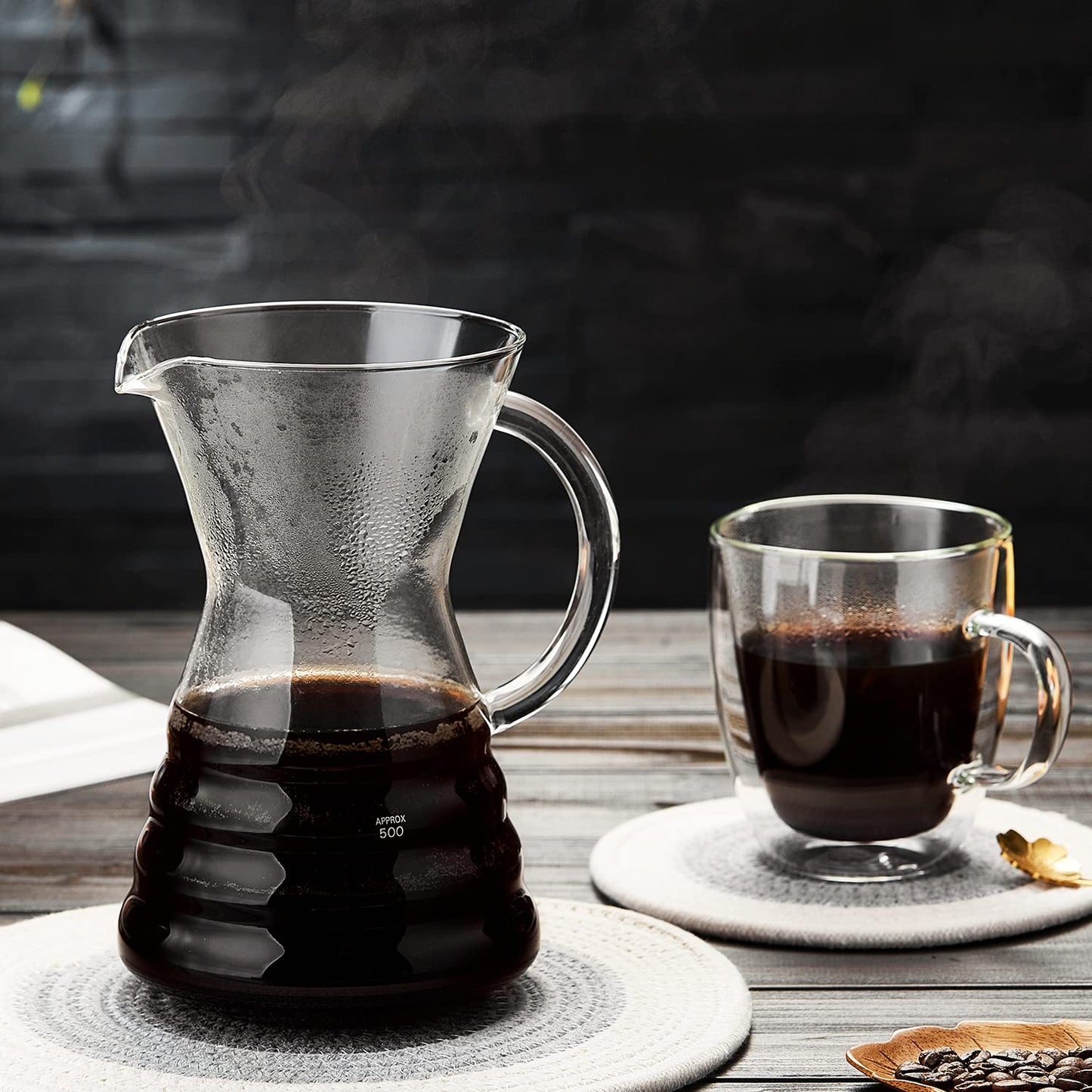 Unbreakable - Pour Over Coffee Maker with Permanent Stainless Filter 27 fl oz, Thickened Heat-Resistant Borosilicate Glass Dripper Coffee Brewer, Stovetop Safe