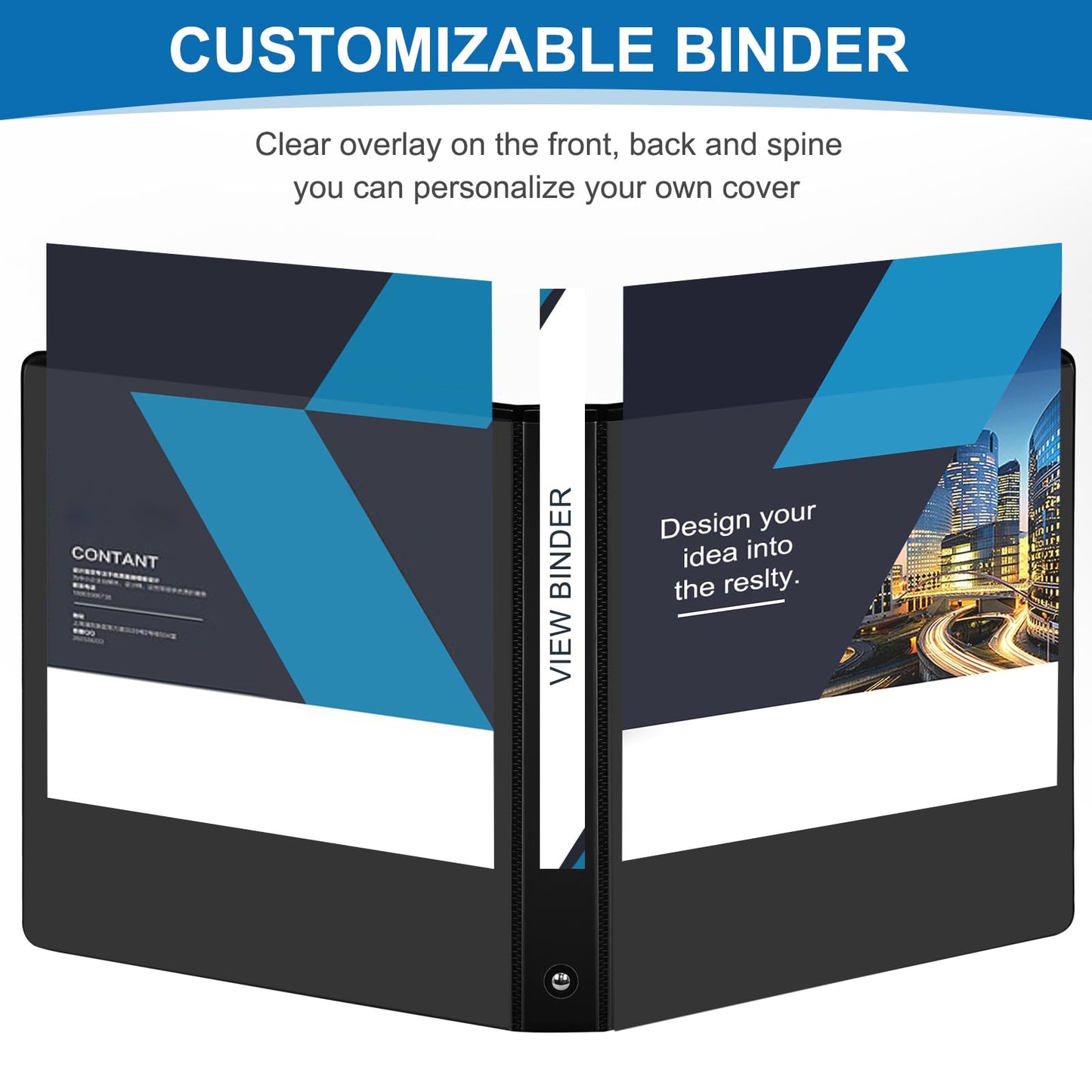 Durable 1 inch 3-Ring Binder, 1" Round Ring Binder with 2 Inside Pockets, Bulk Basic Binders, Clear View Cover 1-inch Binders Holds 8.5'' x 11''Paper for Office/Home/Back to School(Pack of 12, Black