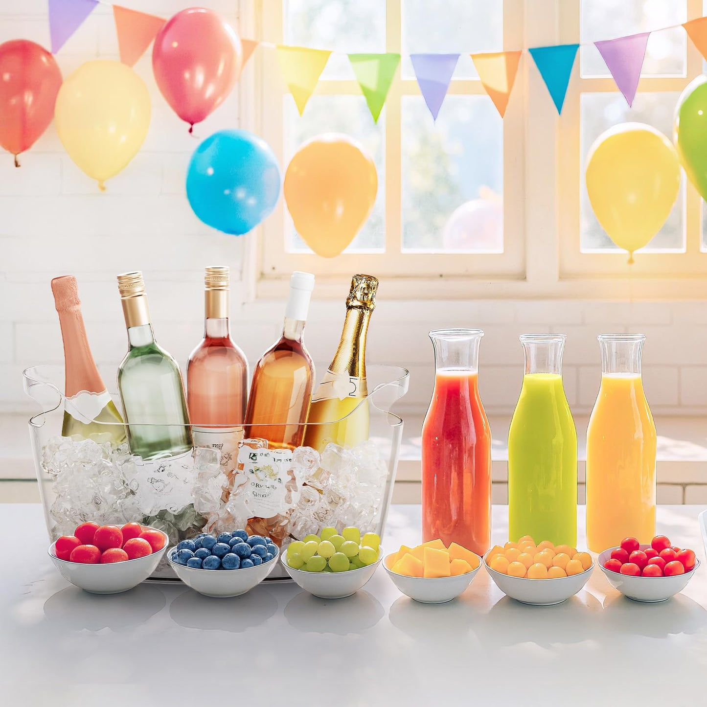 Lifewit 6.5L Ice Bucket for Parties, Portable Drink Bucket for Cocktail Bar, Plastic Champagne Cooler for Beverage/Wine/Beer, Mimosa Bar Supplies Chiller Tub with Scoop 38 x18x20 cm/15x7x8"
