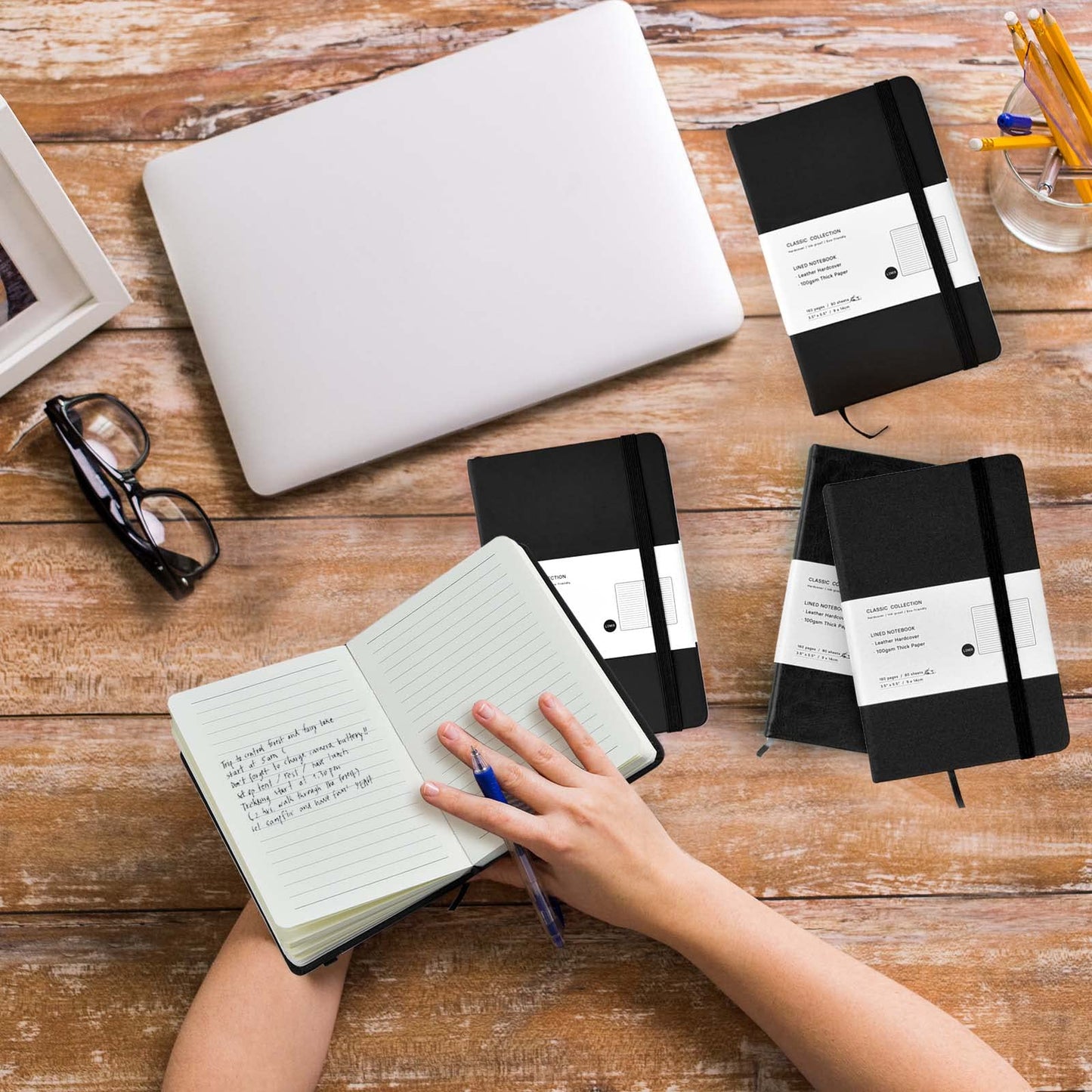 Coopay 12 Pack Pocket Notebook Journals Bulk, 3.5" x 5.5", 160 Lined Pages, A6 Mini Notepad Hardcover leather Journal with 100GSM Thick Paper, Small Notebooks for Writing Work Men Women (Black)