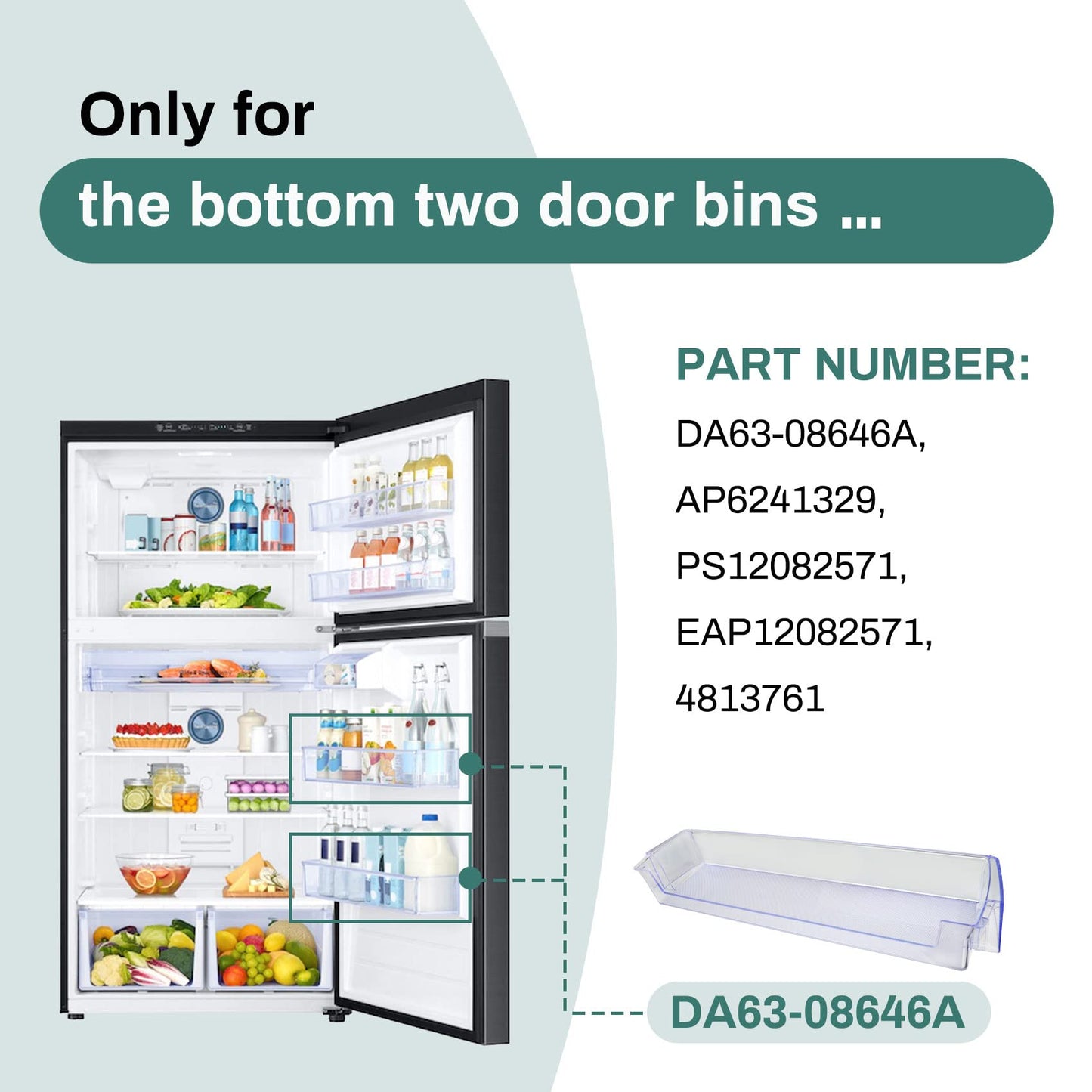 28 Inch RT21M6213SR Door Shelf DA63-08646A Refrigerator Door Bin for samsung Fridge Door Shelves RT21M6215SR RT21M6215WW RT21M6213SG RT21M6213WW, Replaces AP6241329 PS12082571 EAP12082571