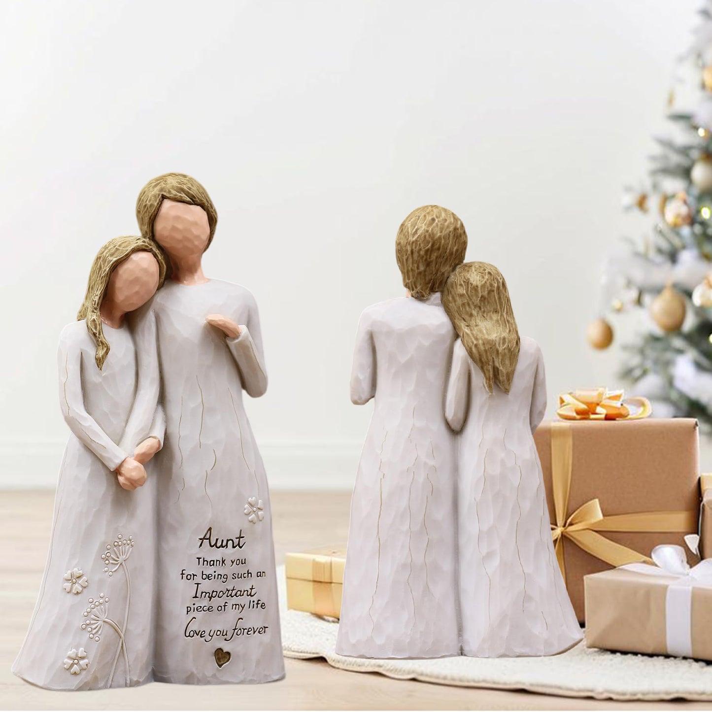AUMELO Aunt Birthday Gifts, Gifts for Aunts from Niece, Auntie Gift Ideas, Best Aunt Ever Gift, Aunt Niece Embrace Hand-Painted Resin Figurine
