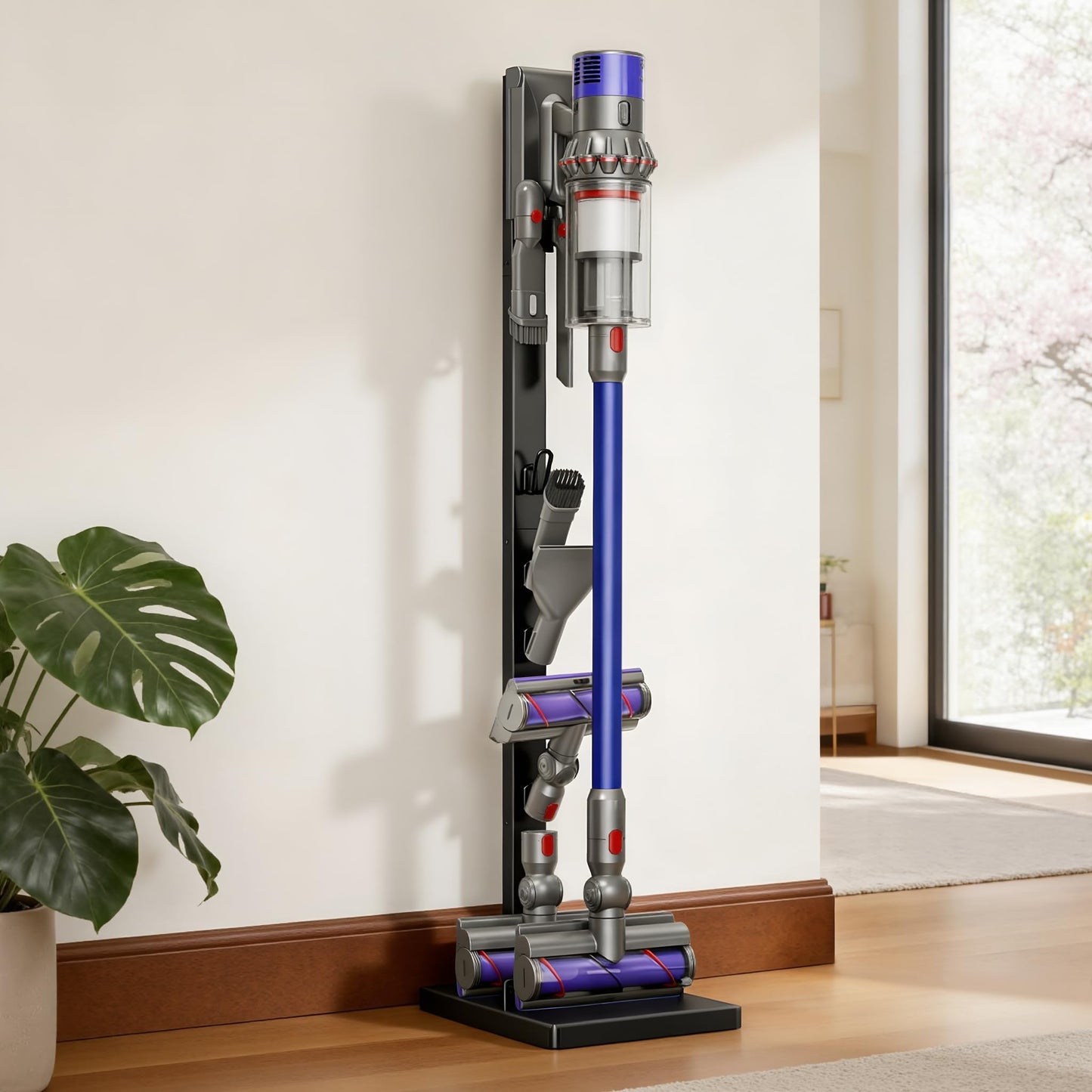 pickpiff Vacuum Cleaner Stand Compatible with Dyson V15, V12, V11, V10, V8, V7, V6 & G5 – Freestanding Holder with Accessory Storage, No Drilling Required, Easy Installation