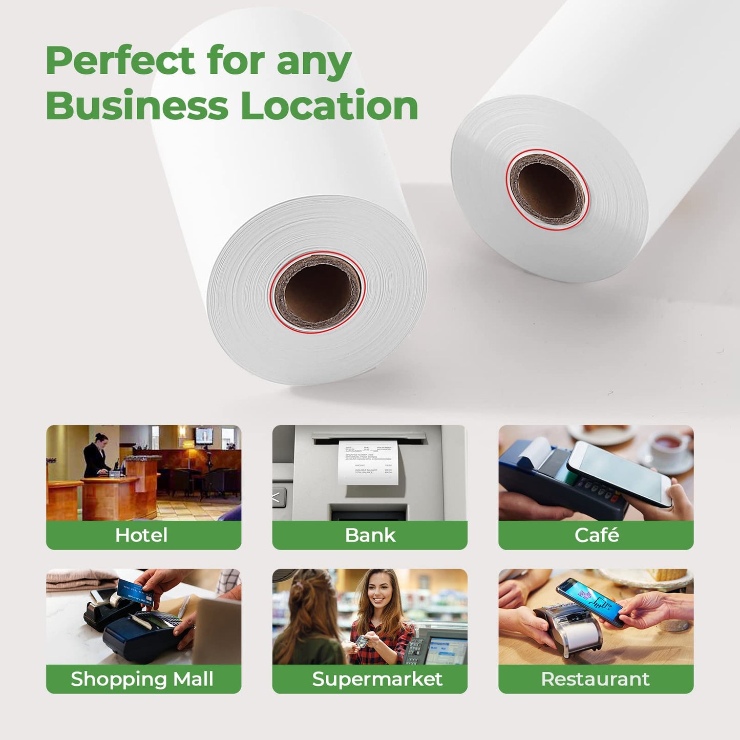 MUNBYN 2 1/4" X 85 ft Thermal Receipt Paper (50 Rolls) Cash Register Paper Rolls Fits for Most Credit Card Terminals, Verifone VX510 VX570 FD50 T4220, BPA Free