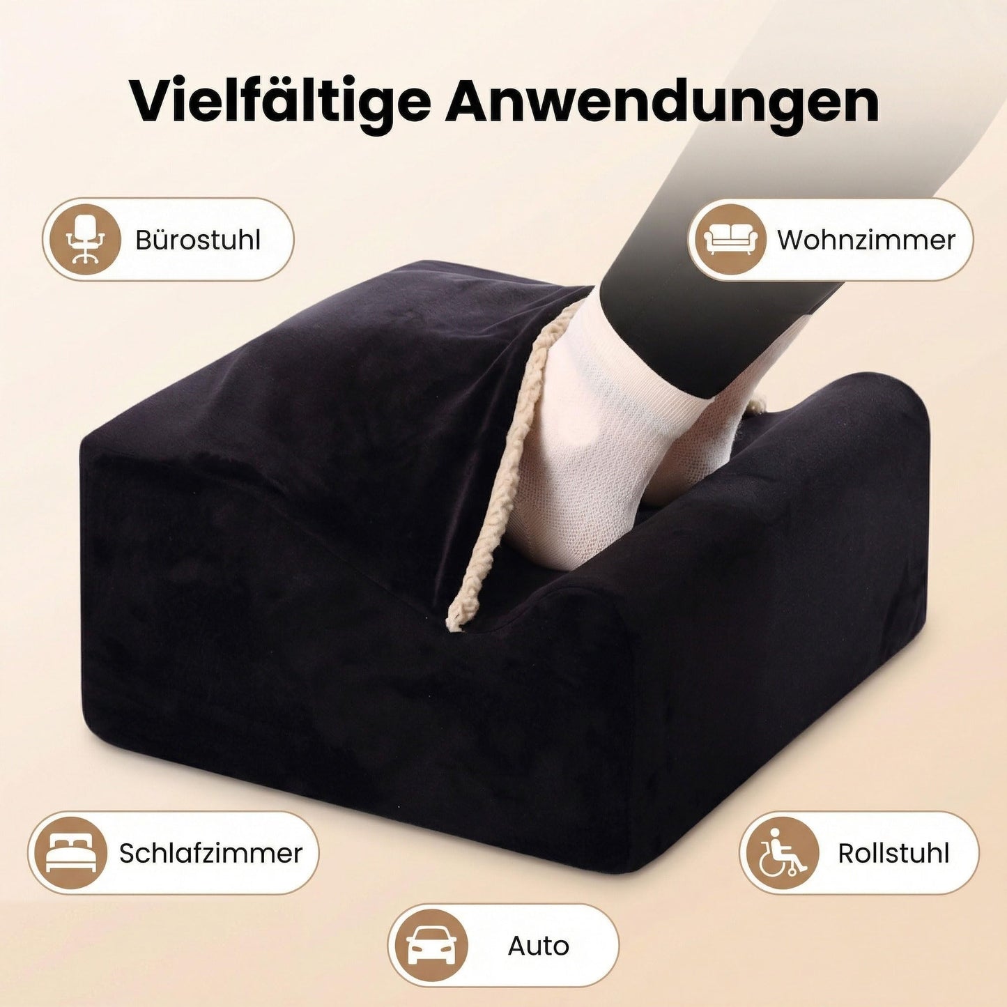 COMFelicify Foot Rest for Under Desk at Work, Office Footrest with Warm Feet Pocket,Ergonomic Under Desk Footrest with Washable Cover, Stool for Office Chair & Back &Pain Relief (Black+)