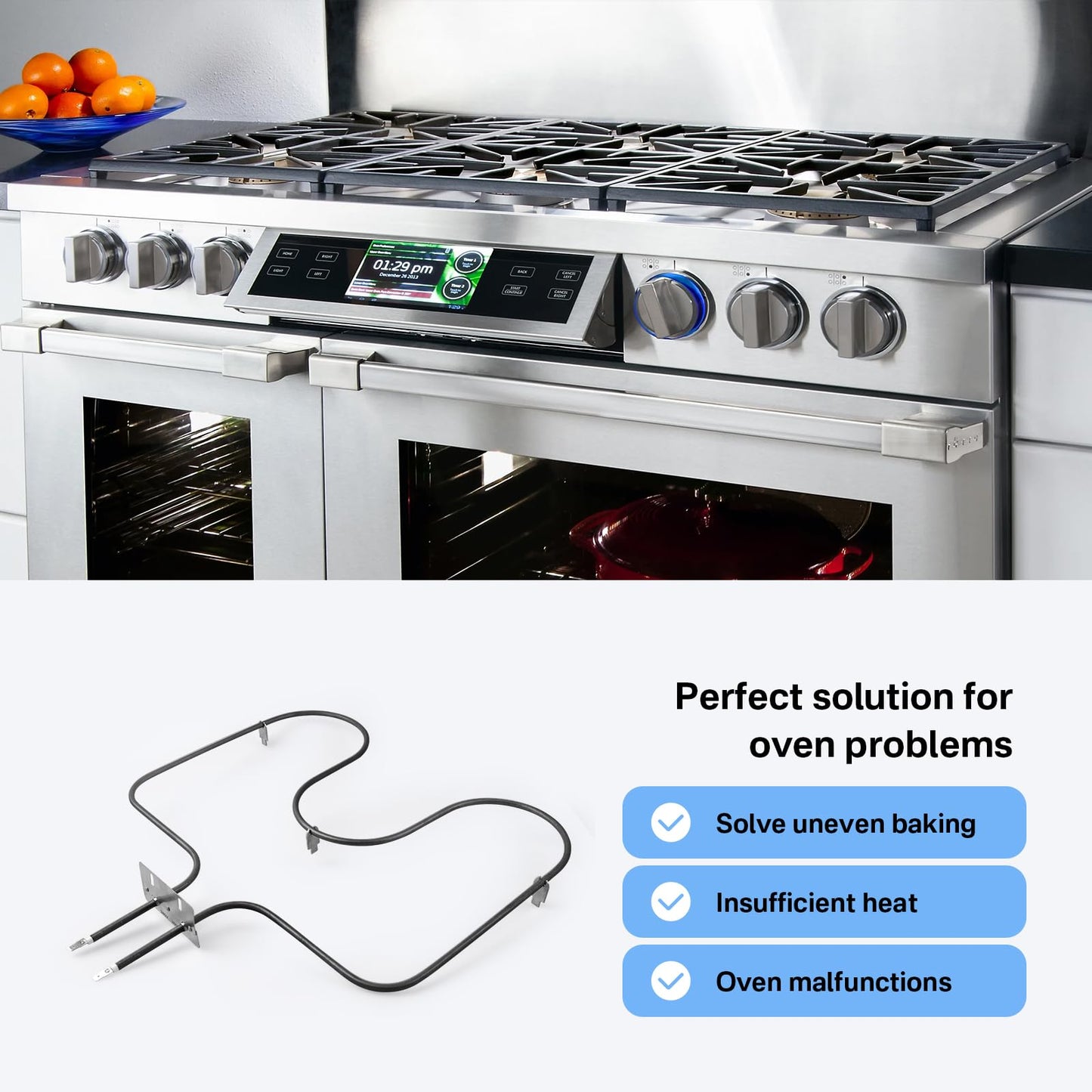 Oven Bake Element Fits for Amana Whirlpool ARR630 ART6110 77001094 WP77001094 CH5910 Oven Heating Element Replacement 8190056 AP4104297 AP6011444