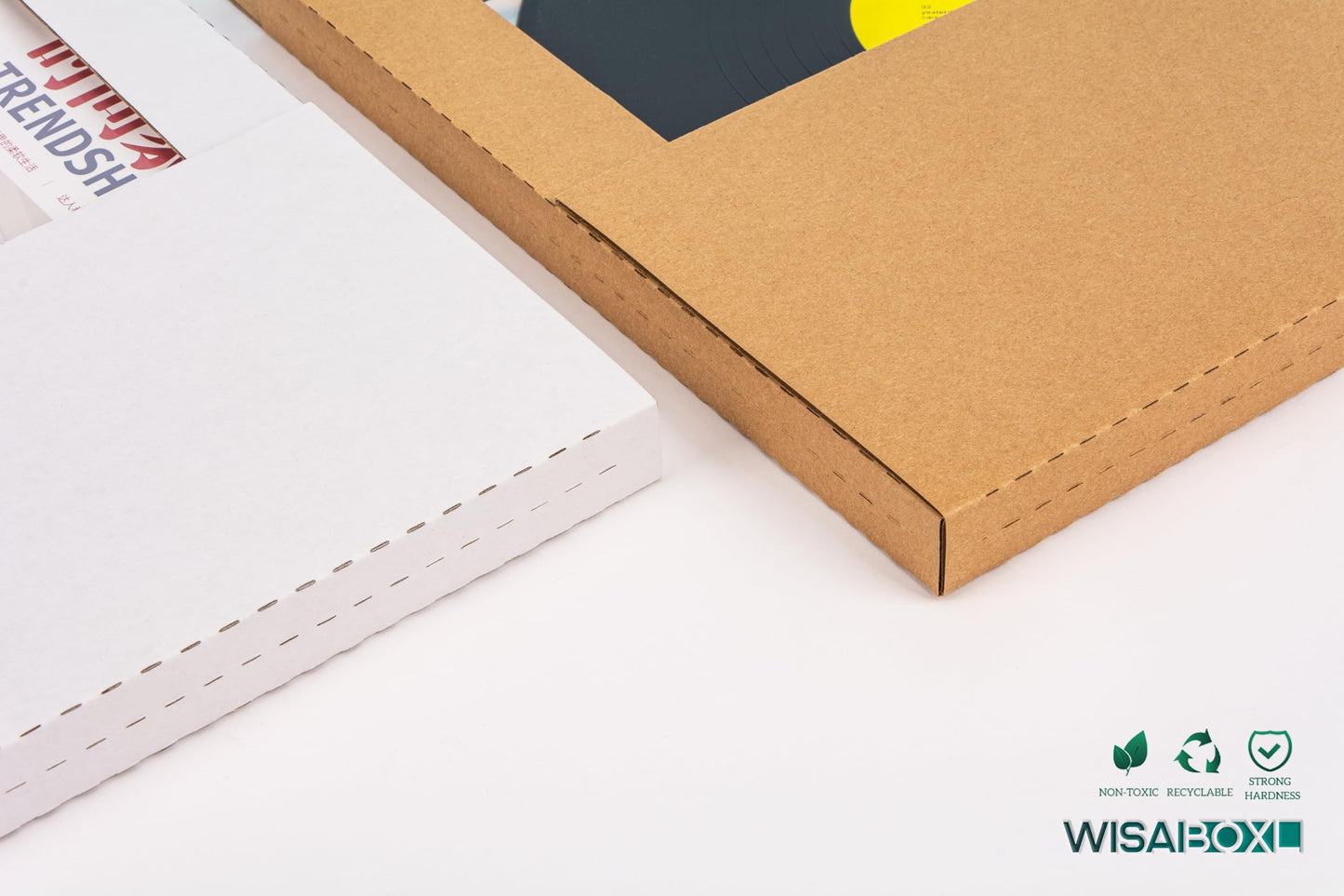 Wisaiboxl Kraft LP Mailers, 12.8x12.8x1 inch, Easy-Fold, Multi-Depth Vinyl Record Shipping Boxes with Fragile Stickers, 15 Pack