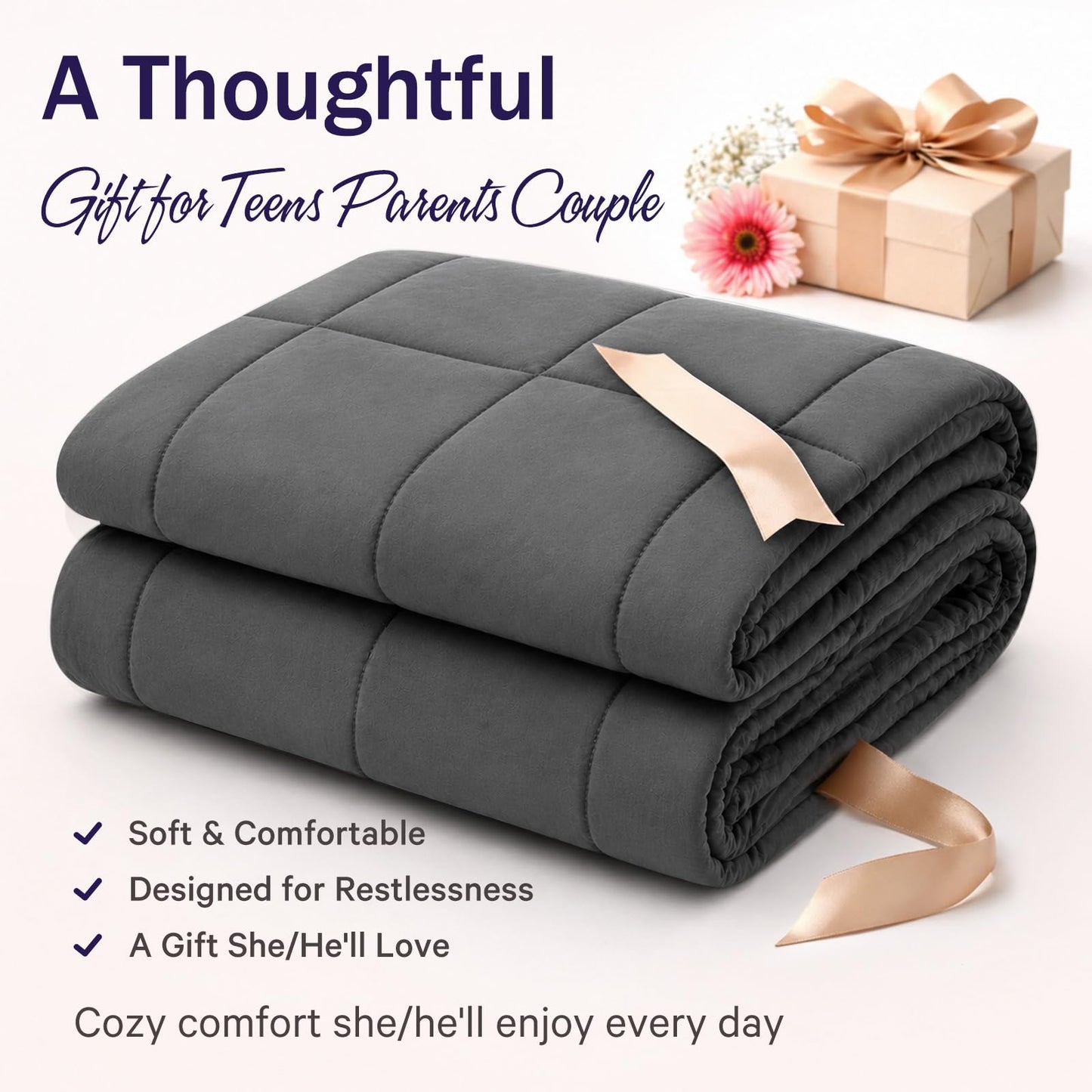 Weighted Blanket for Adults 20lbs, 48"x72", Twin Full Size Cooling Heavy Throw Blanket for 180-220lbs, Microfiber Soft Thick Big Blankets Weighted Comforter Breathable Gifts for Sleeping, Grey