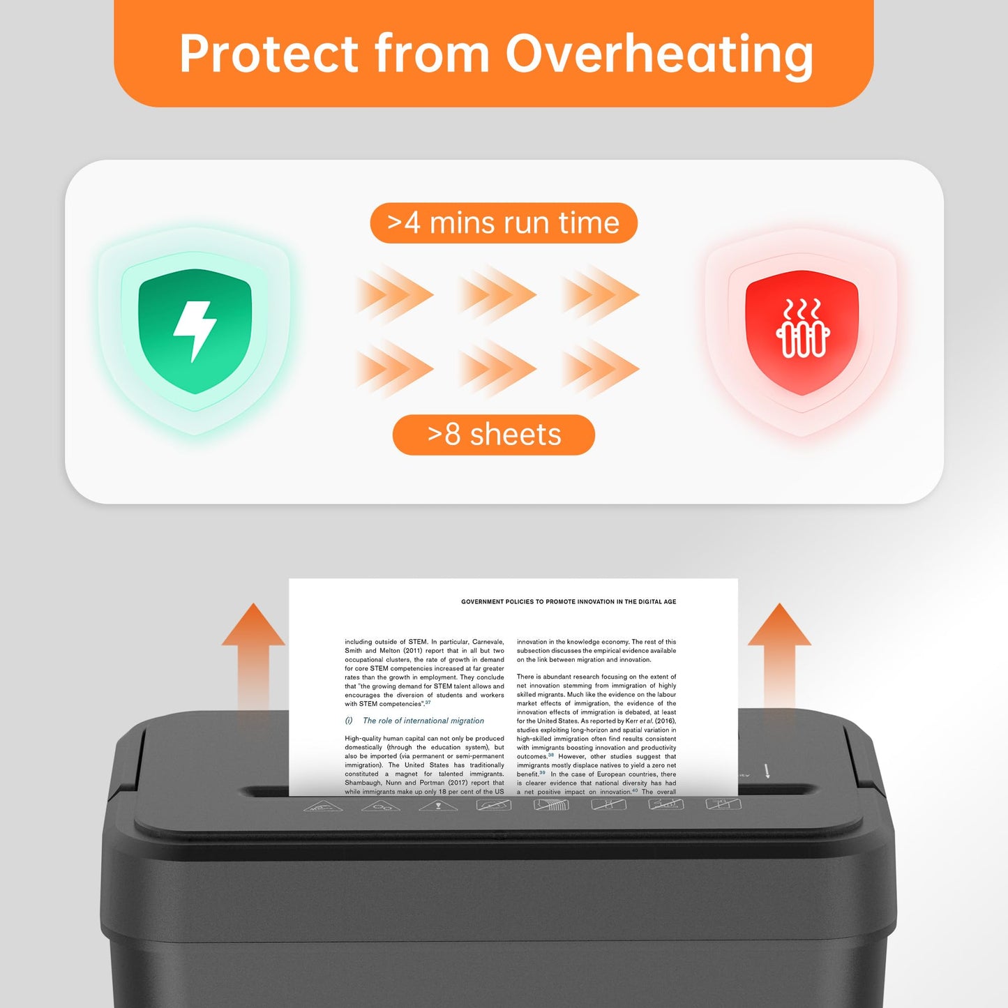 Locksworth 8-Sheet Paper Shredder, 4.23 Gallon Cross Cut Shredder for Home Office, P-4 High Security Shredders for Credit Card Staple Clip, Portable Handle Design