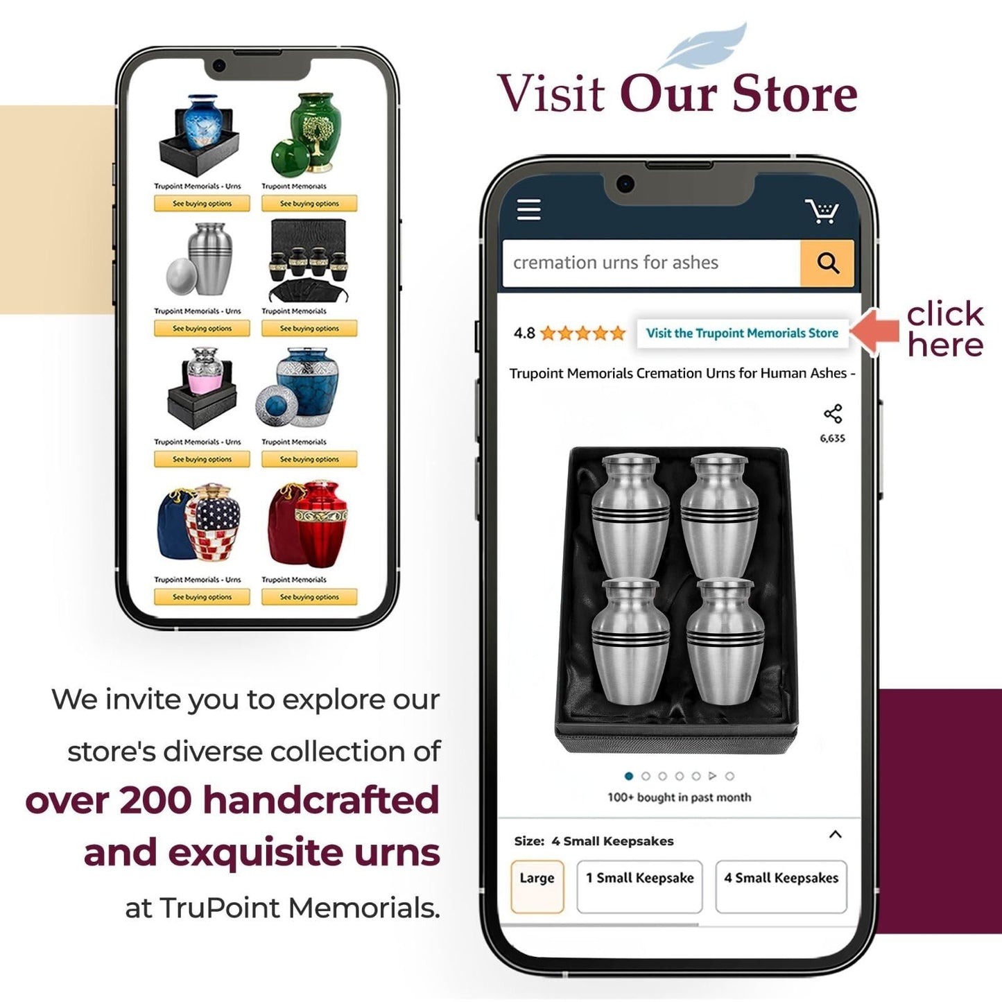 Trupoint Memorials Small Urns for Human Ashes Keepsake, Pewter Decorative Mini Cremation Urn for Adult Men & Women, Set of 4, Silver Lining