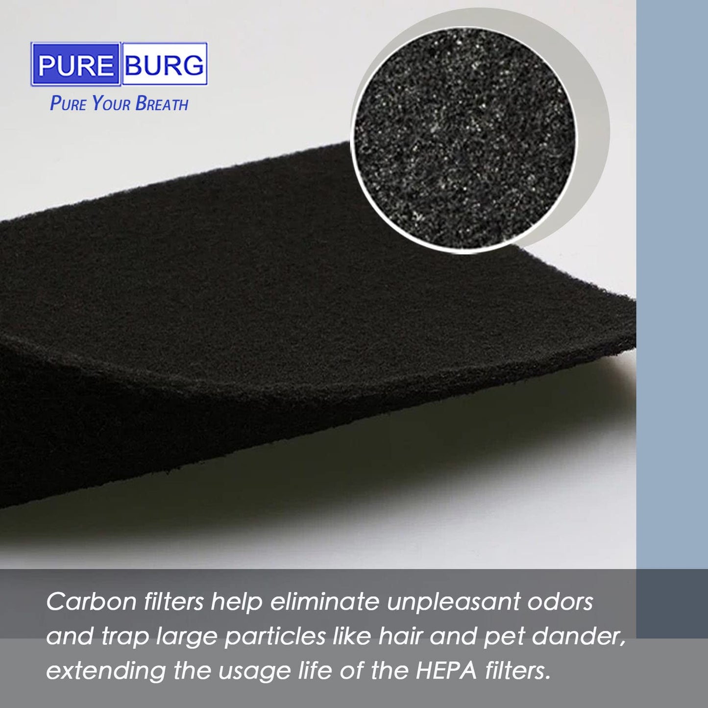 PUREBURG Replacement Filter Compatible with GermGuardian AC4200W AC4250B Air Purifier Parts FLT4200, Filter L, H13 True HEPA and Activated Carbon Pre-Filter, Pack of 2