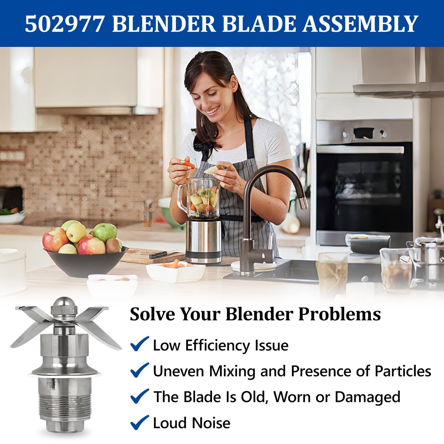 502977 Blending Assembly Blade Cutting Assembly Blender Part 502977 502975 18396 Compatible with Waring Cutting Blade Assembly Replacement CB6 CB10 CB15