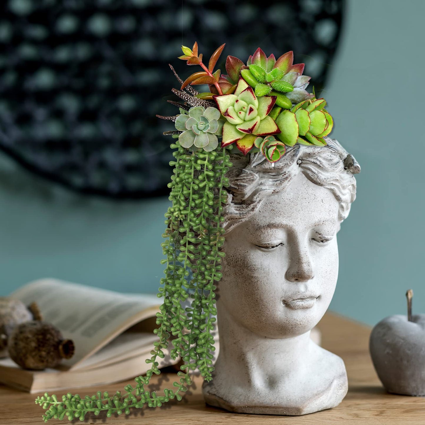 CEWOR 8pcs Artificial Succulents Hanging Greenery Plants Fake String of Pearls for Wall Home Garden Outdoor Decor (24 Inches Each Length)