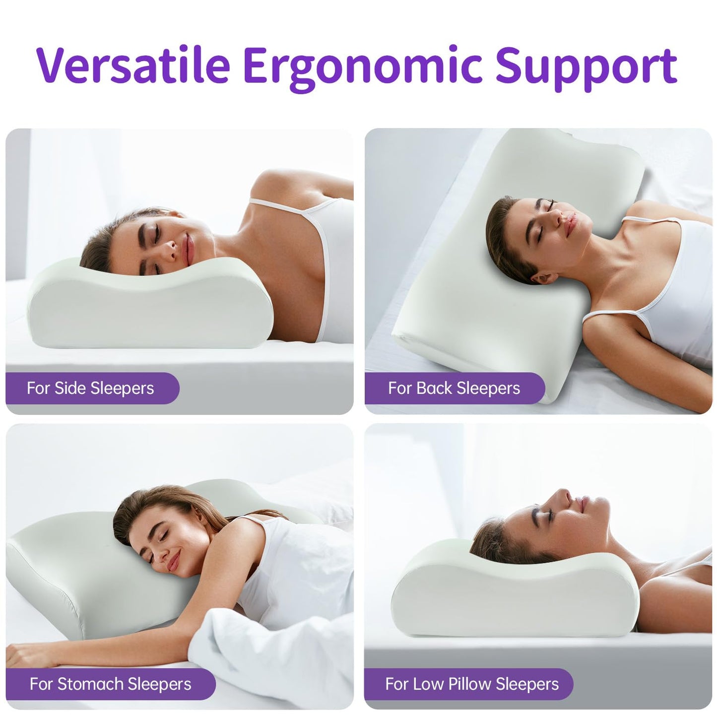 Cloud Align Pillow, Ergonomic Zero-Pressure Memory Foam Core, Neutral Alignment for Side, Back, and Stomach Sleepers, Gently Cradles Head & Provides Neck Support, Washable Pillowcase - Silvery Green