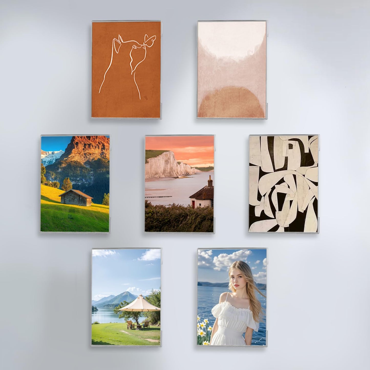 DigDozer 12 Pcs Acrylic Sign Holder 8.5 x 11, Vertical Wall Mount Sign Holders with Adhesive, Clear Plastic Frames Paper Display Sign Holders for Office, Home, Store, Restaurant - No Drilling