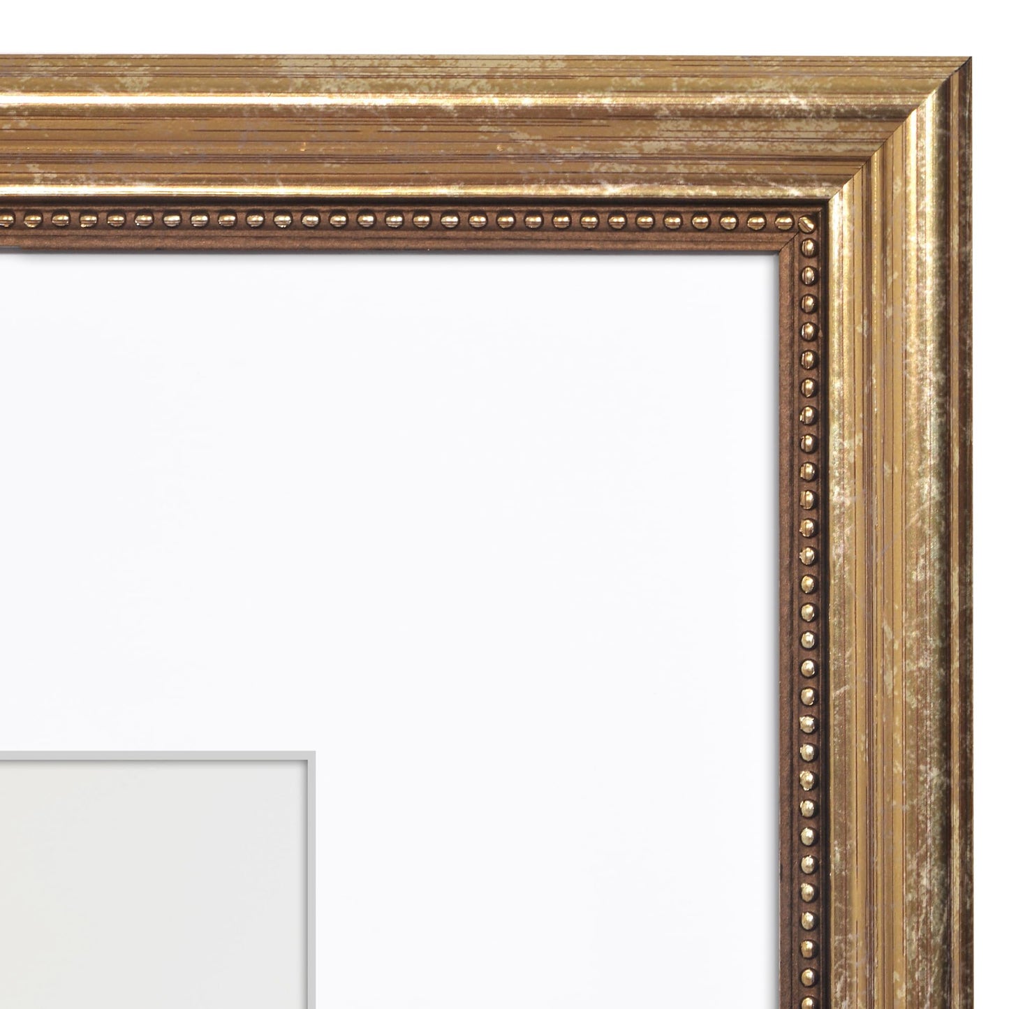 Americanflat Vintage Frames - 16x20 Picture Frame with Beaded Accents and Polished Plexiglass - Use as 11x14 Frame or Display 16x20 Photos Without Mat - Heirloom Collection - Wall Display - Gold