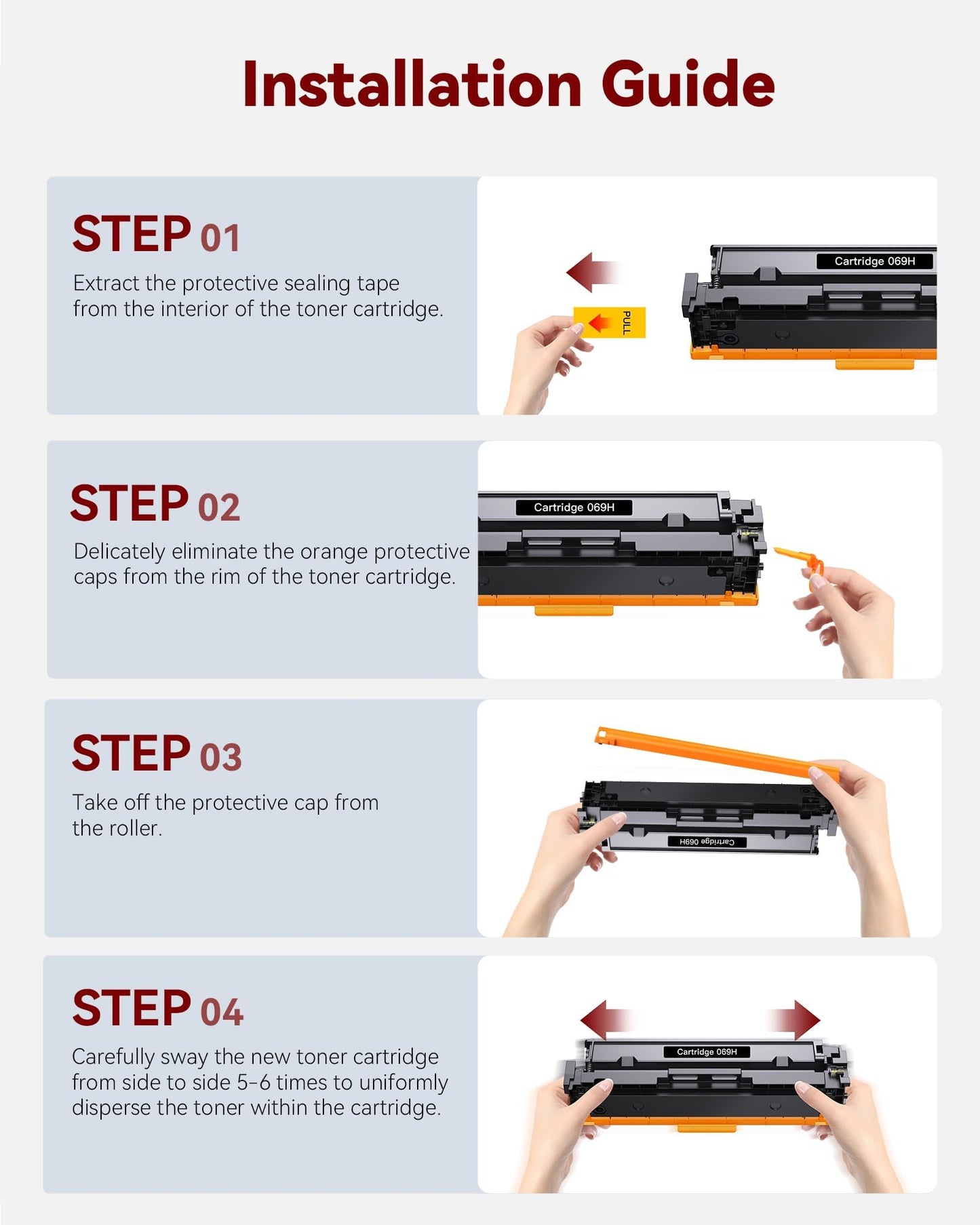 069 Toner Cartridge Set - 4 Pack 069H Toner Compatible with Canon Color imageCLASS MF753cdw MF751Cdw LBP674Cdw MF752Cdw LBP673Cdw Printers High Yield Cartridge Set (Black Cyan Yellow Magenta)