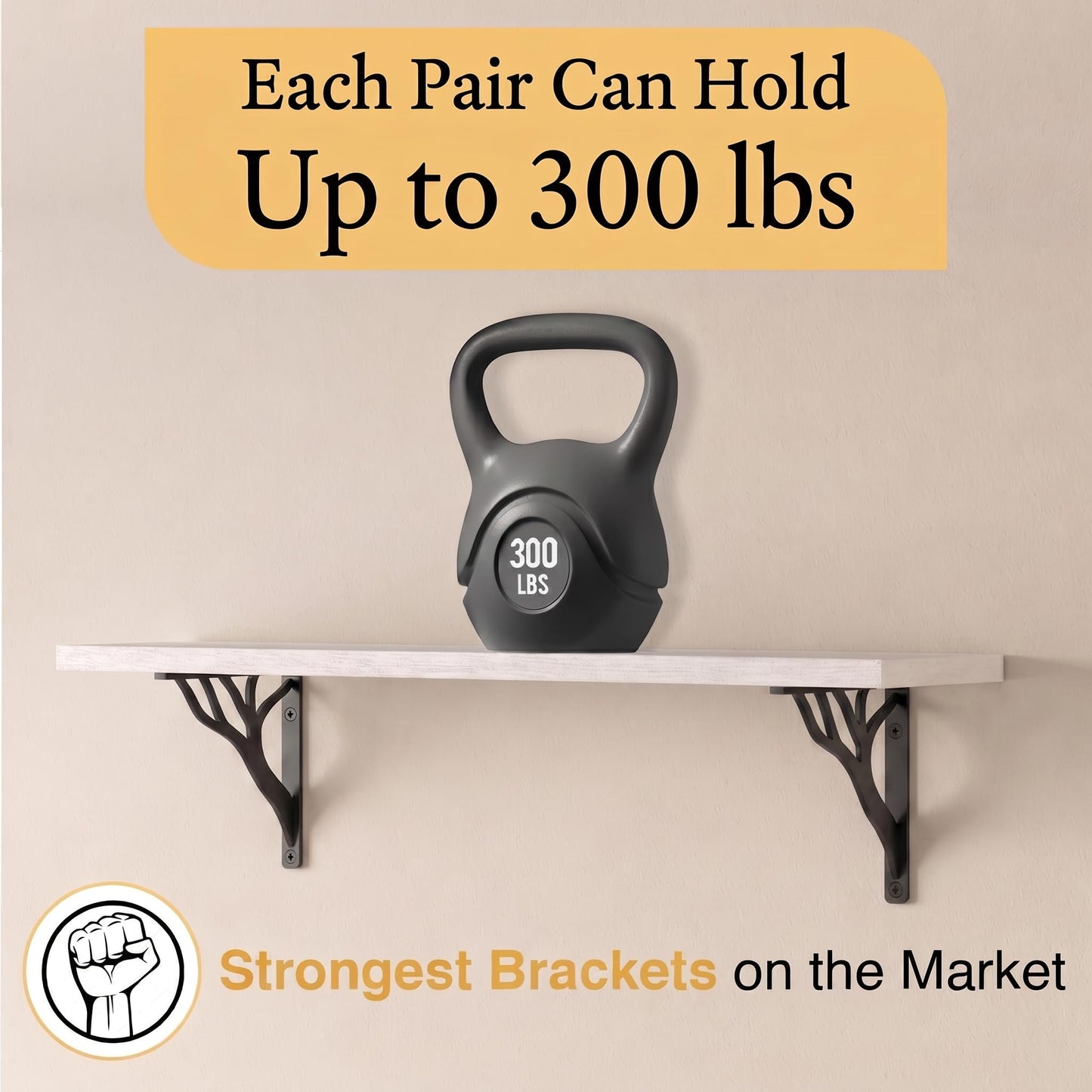 Rustic Tree Black Heavy Duty Shelf Brackets 6 inch by Balin Designs, Decorative L Brackets, Iron Metal Floating Shelf Bracket, Wall Mount Shelving Bracket, Included Hardware, Set of 4