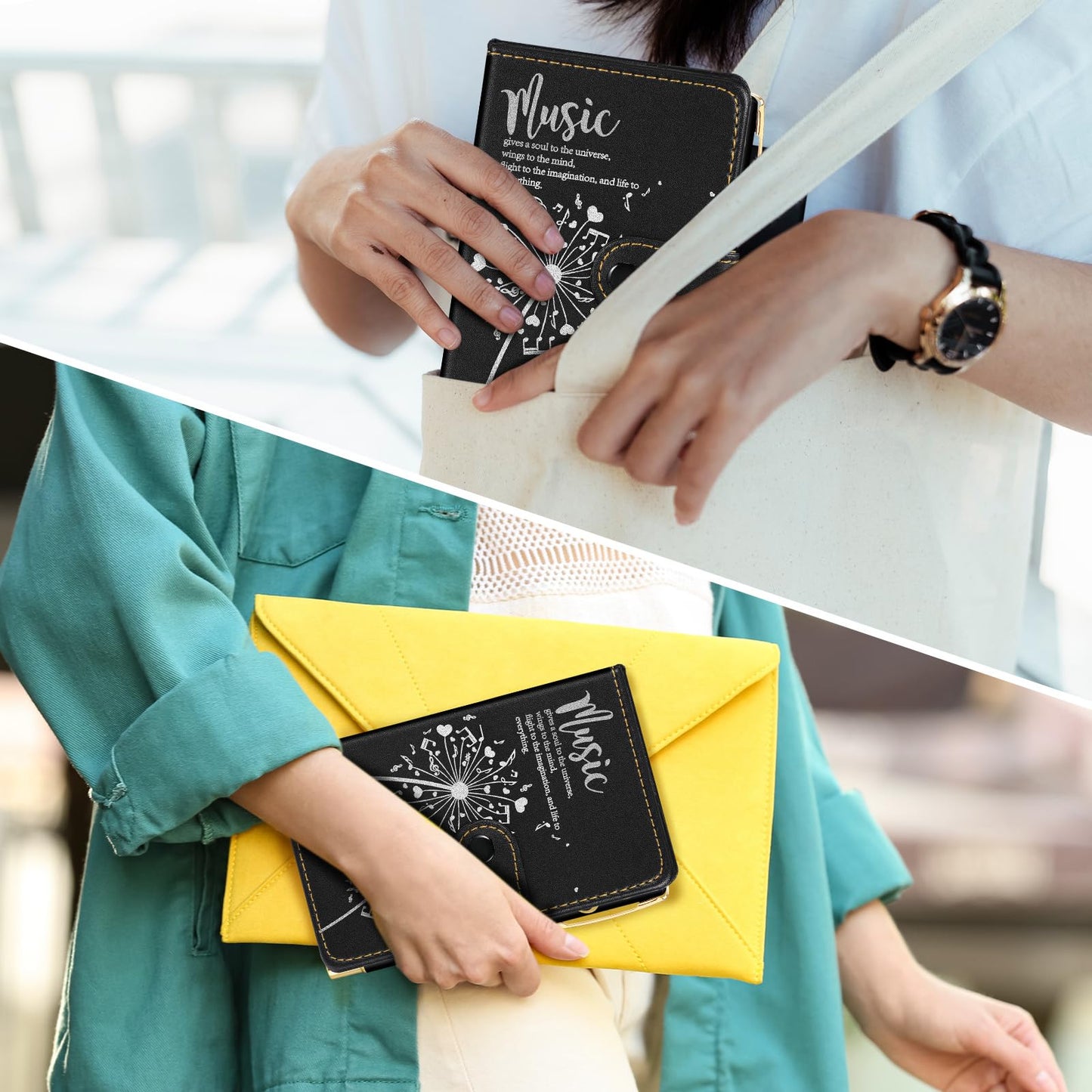 Gueevin 15 Sets Music Graduation Gifts for Students Choir Members Inspirational Music Themed Leather Notebook with Piano Ballpoint Pen Graduation Gift for Teen Student Musician Teacher(Black)