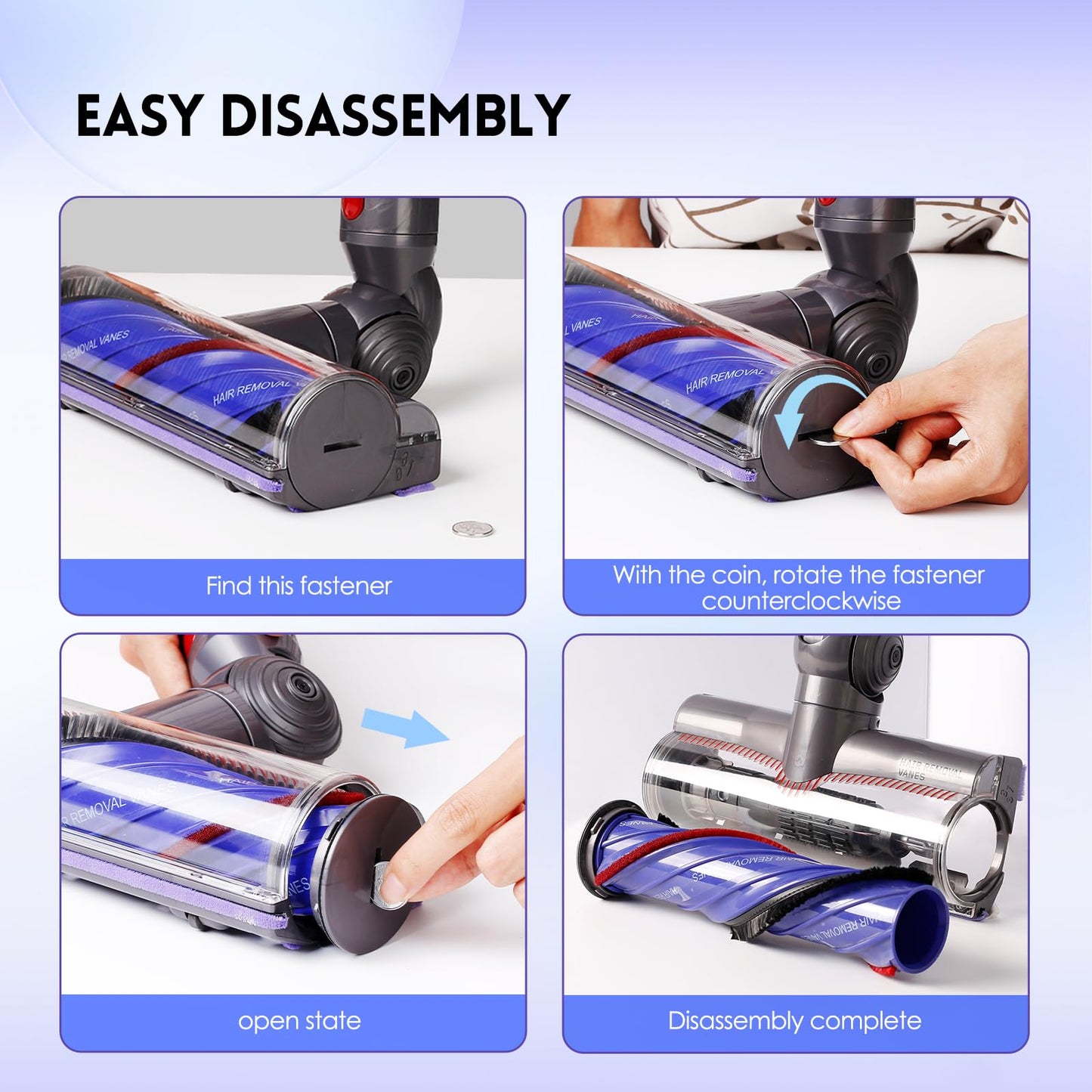 OTTWL Upgrade Anti-Tangle Replacement Vacuum Head Compatible with Dyson V8, Cyclone V10,V11,V15 Cordless Vacuum Cleaners, Suitable for Thin Carpets, Hardwood Floor