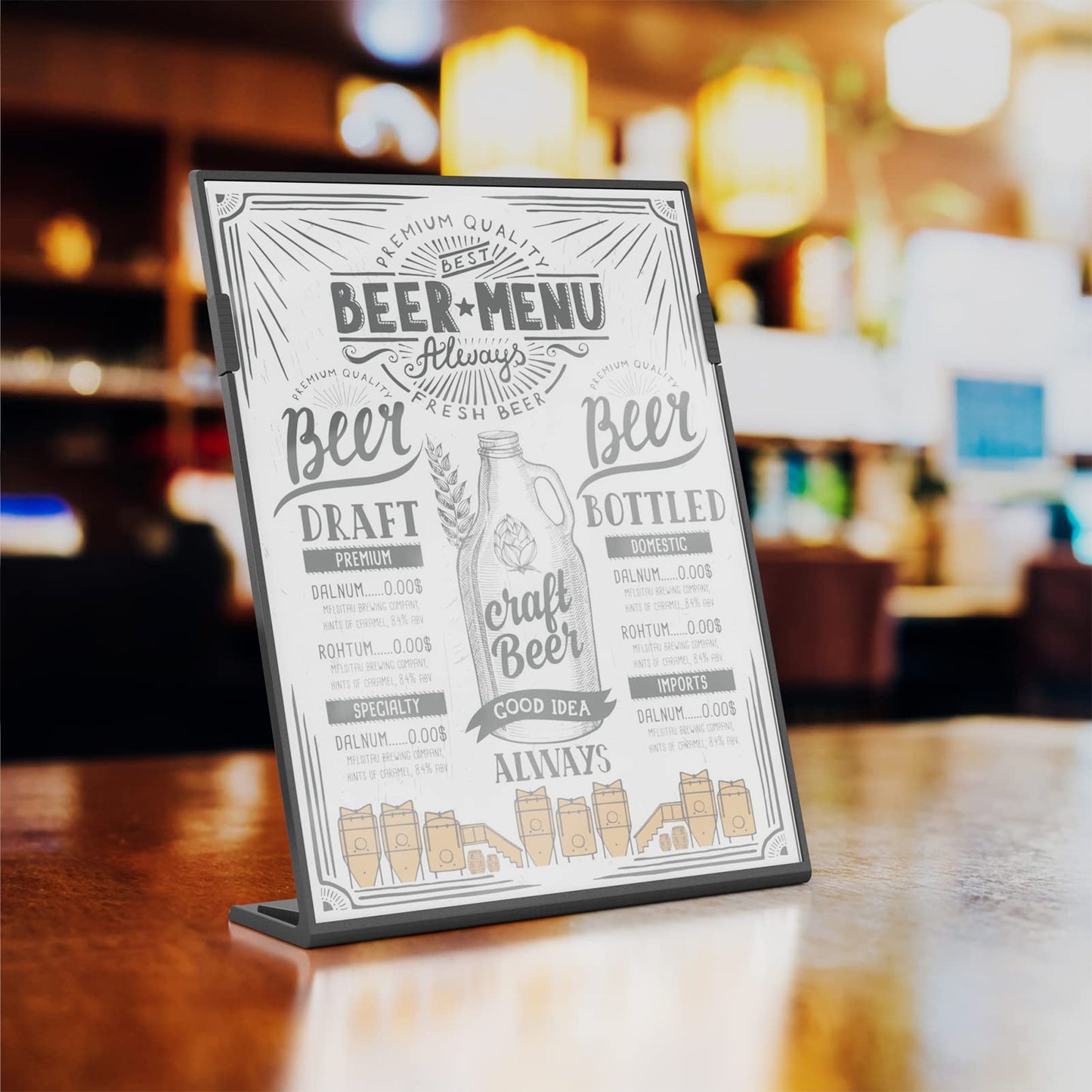 MaxGear Fall Resistant Acrylic Sign Holder 8.5 x 11 Inches 12 Pack, Slant Back Table Flyer Menu Display Stand, Heavy Duty Plastic Acrylic Sign Frame Paper Holder for Business, Store, Restaurant, Black