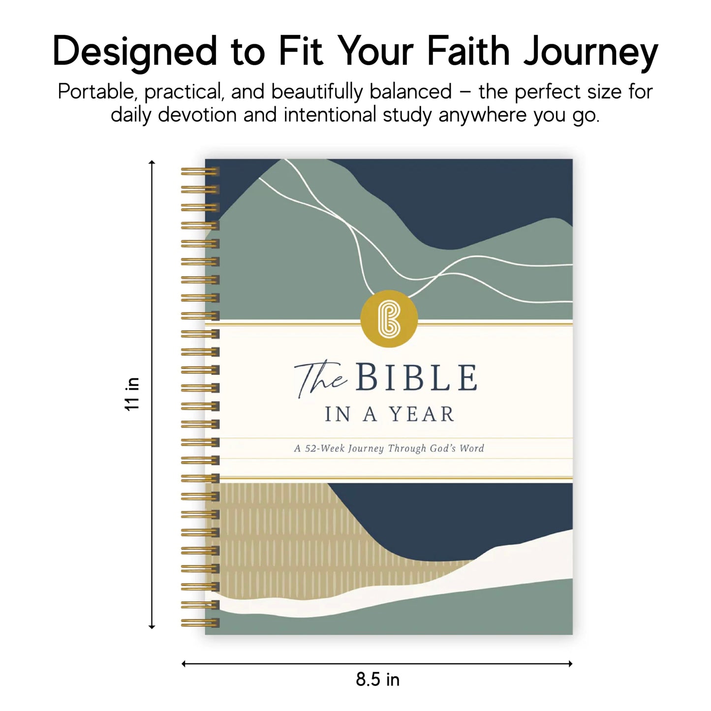 Official Spiral Bible The Bible in a Year | 52 Week Guided Bible Study & Daily Reading Plan | Spiritual Companion & Journal for Adults & Teens | 8.2in x 5.7in Notebook, 3.5in Margins for Notetaking (Mountains)