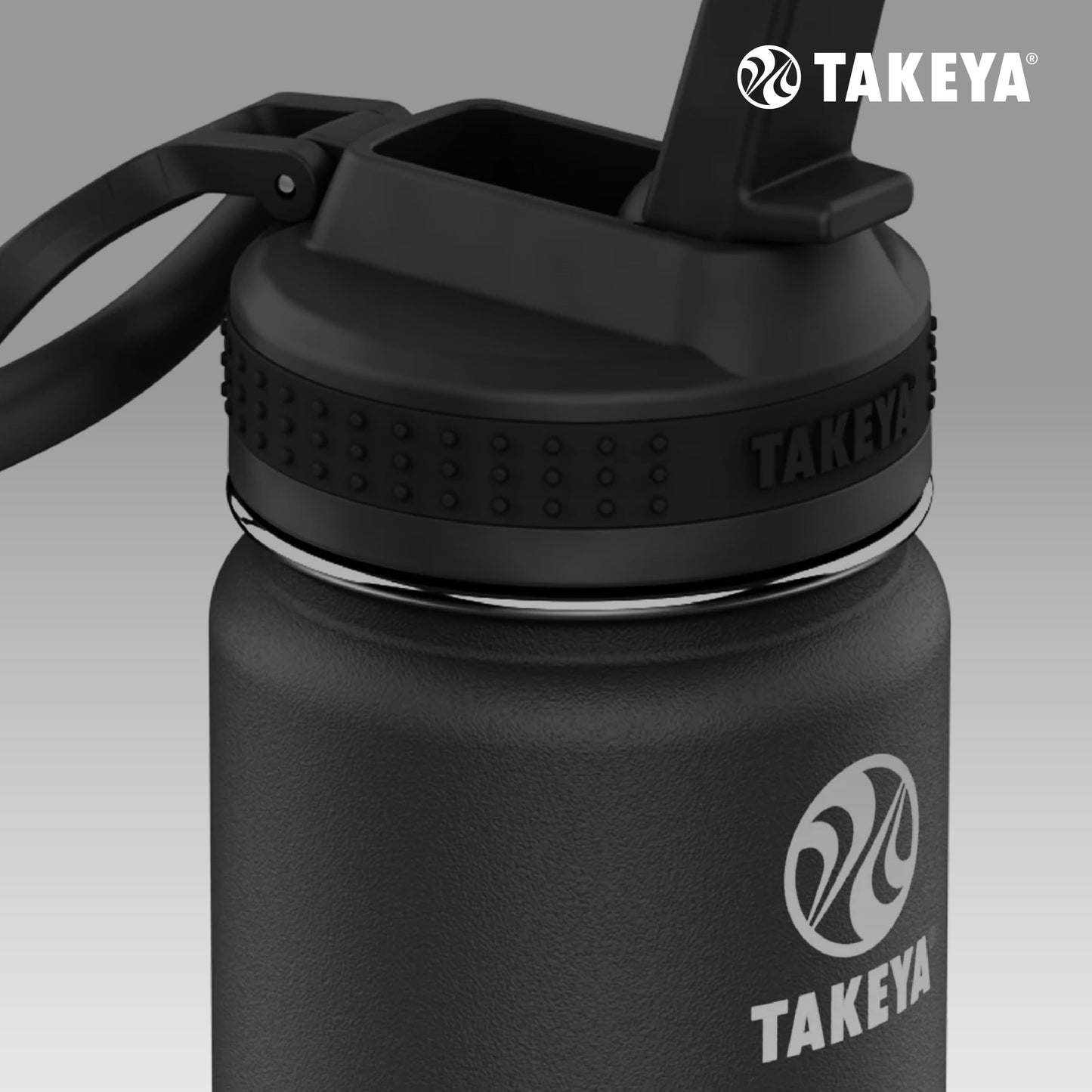 Takeya Actives Stainless Steel Water Bottle, Insulated Spout Lid, Keeps Drinks Cold 24 Hrs, Leakproof, Durable, Dishwasher Safe, Ideal for Gym, Travel, Fits Most Cup Holders, 24 oz/Onyx