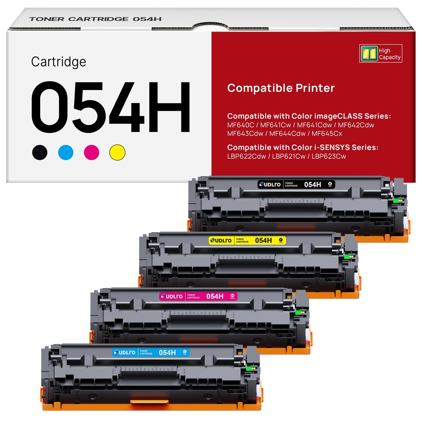 054H Toner Compatible with Canon 054 Toner Cartridge Set High Yield Replacement for Canon MF642cdw Toner Cartridge Work for Color imageCLASS MF642cdw MF644cdw MF641CW LBP622Cdw | CRG-054 Toner 4 Pack