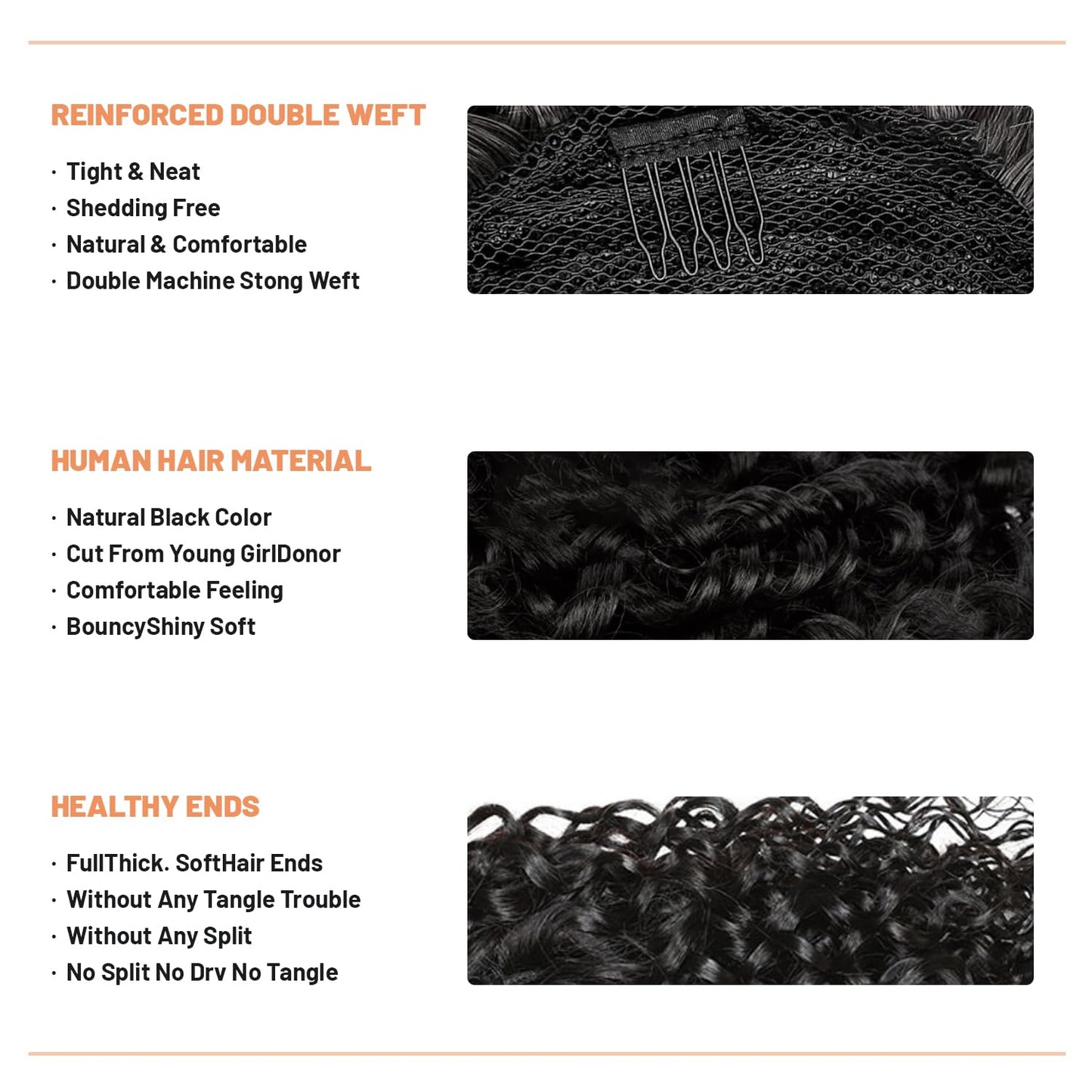 100% Human Hair Curly Drawstring Ponytail extension Water Wave, 12 inch 1B Natural Black Color, Afro Ponytail Brazilian Kinky Real Hair Ponytail Extensions For Black Women