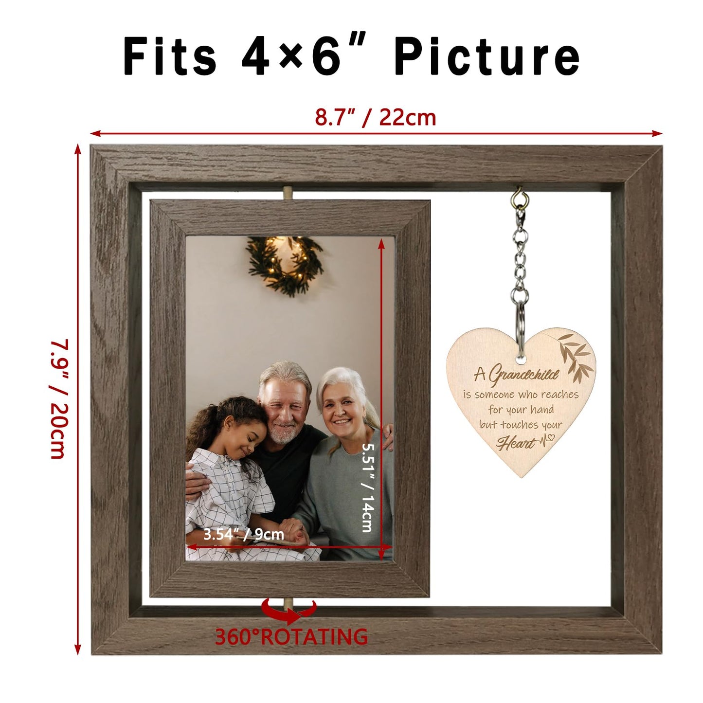EYITUPC A Grandchild is Someone Who Reaches for Your Hands but Touches Your Heart Picture Frame First Time Grandparents Gifts, Display Two 4x6 Inch