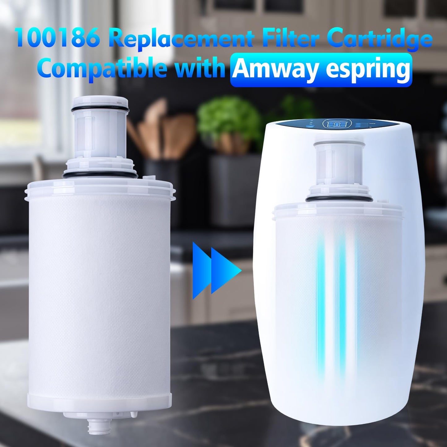 100186 Original Water Filter Replacement Cartridge Compatible with Amway Espring,3-in-1 Filter, Improving Water Purity