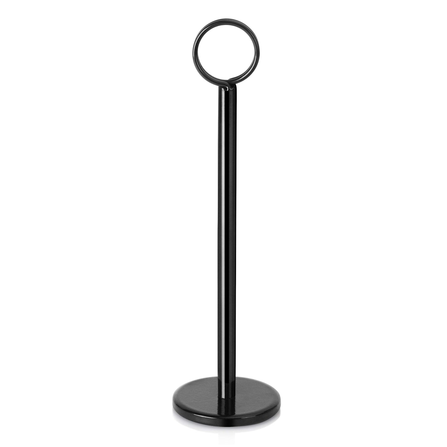 New Star Foodservice Ring-Clip Table Number Holder / Place Card Stand, 8 Inch, Black Finish, Set of 12