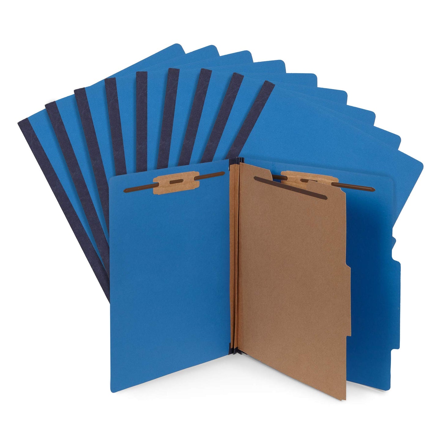 10 Dark Blue Classification Folders - 1 Divider - 2 Inch Expansions - Durable 2 Prongs Designed to Organize Standard Medical Files, Office Reports - Letter Size, Dark Blue, 10 Pack