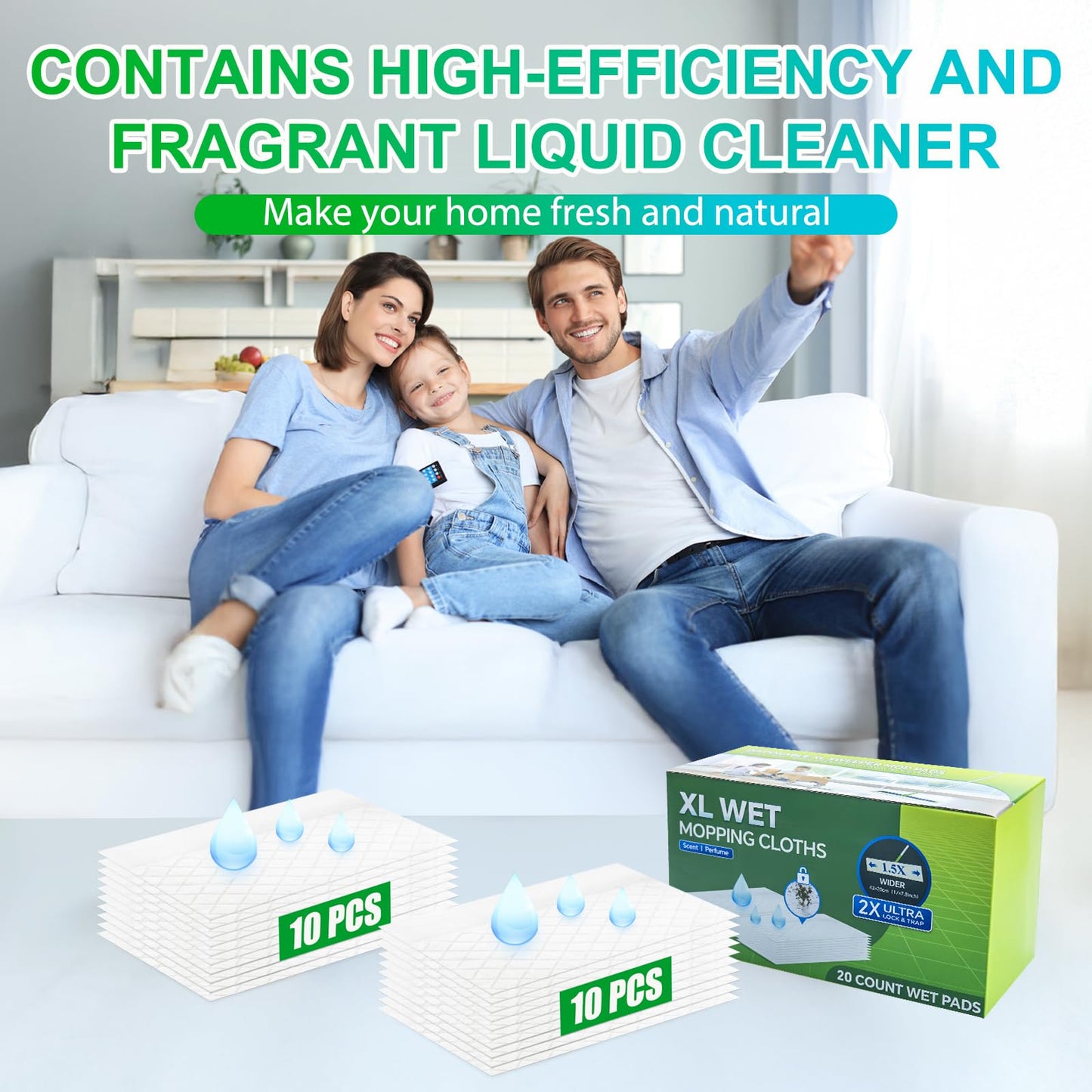 20 Count XL Wet Mopping Cloths for Swiffer Sweeper XL Mop - Disposable X-Large Wet Pad Refills - Multi-Surface Wet Wipes Mopping Pads Refill for Floor Cleaning.(Only Pads, not Including mop)