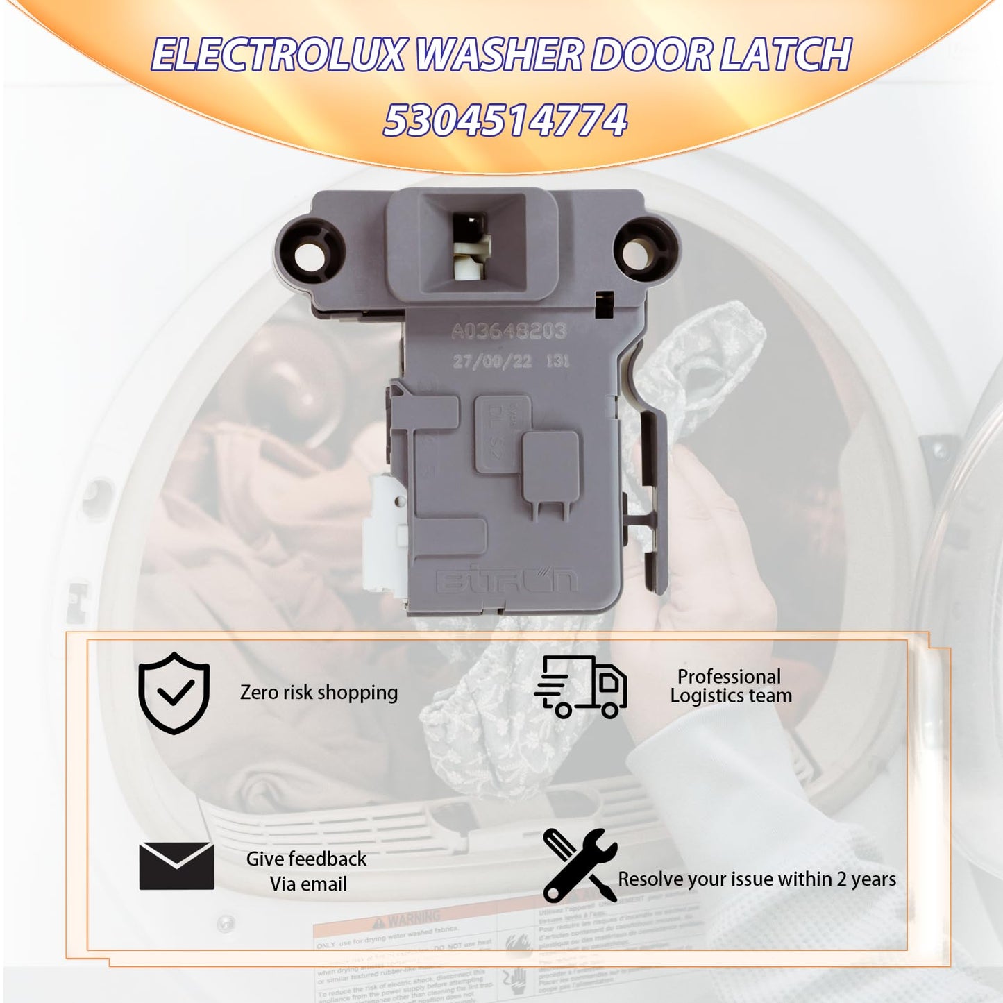 Clothes Washer Door Lock Assembly 5304514774 AP6329665 4839359 Replacement for Frigidaire Electrolux EFLS527UIW0 EFLS527UTT0 EFLS627UIW0 Washer parts Replace PS12365826 EAP12365826 2 year warranty 