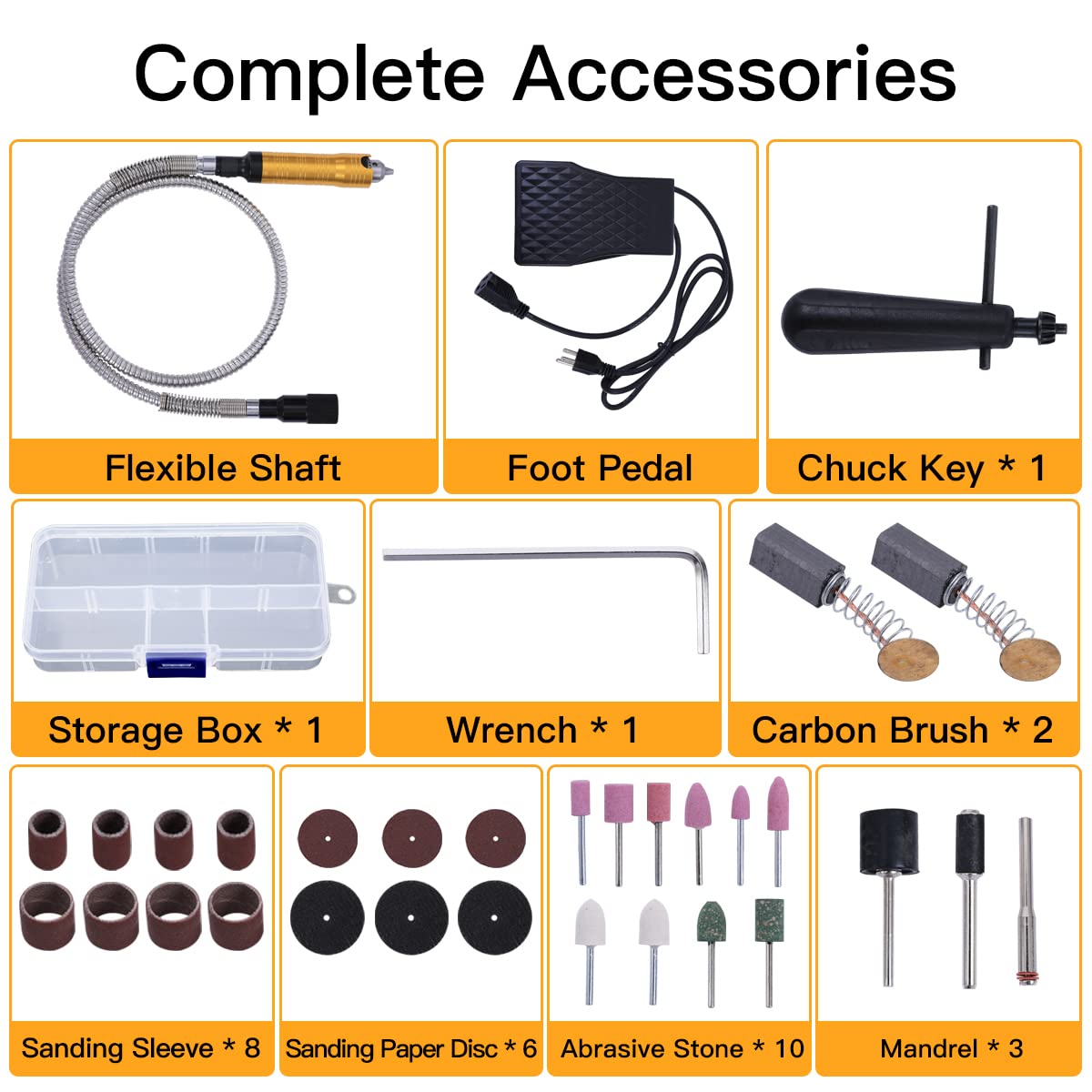 1000W 30000RPM Electric Flex Shaft Rotary Tool Foot Pedal Control Flex Shaft Hanging Grinder Carver Can Forward-Reverse Rotation, Multi-function Kit with Accessories for Carve-Buffing Diy Craft work