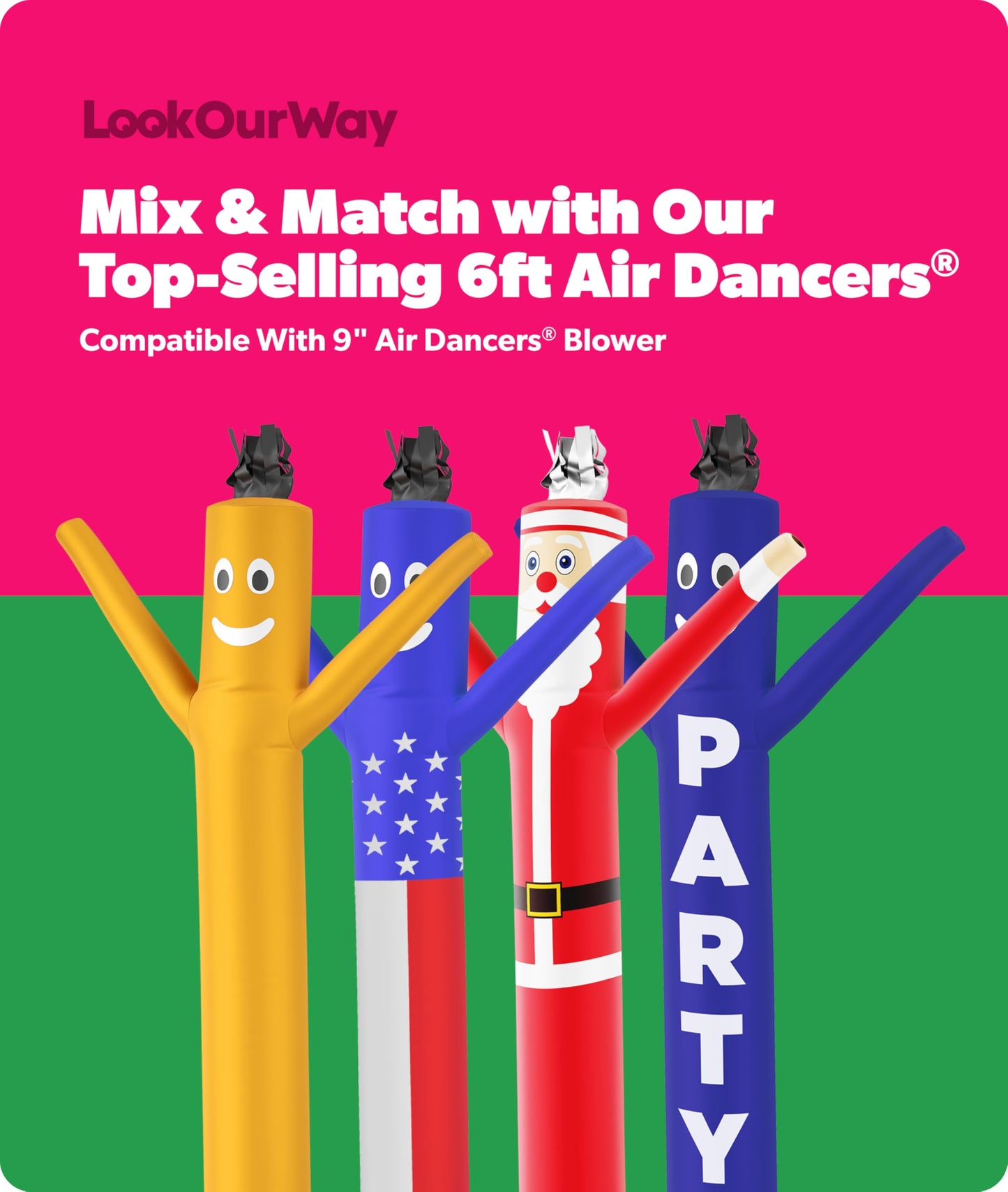 LookOurWay Air Dancers Wacky Waving Inflatable Tube Man Attachment - 6 Feet Tall Advertising Air Dancer Waving Man Inflatable Tube Guy - Blower Not Included - Blue