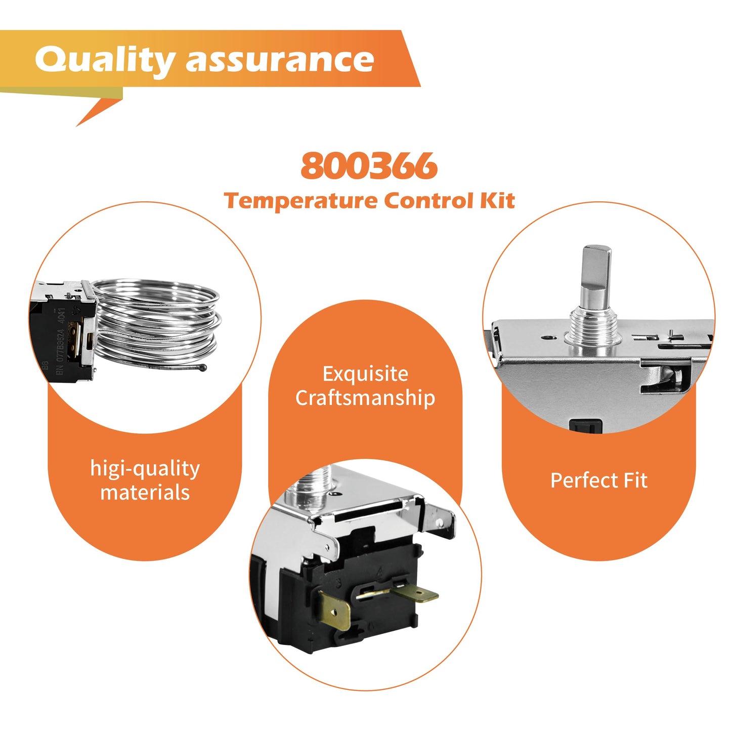 800366 Temperature Control Kit Compatible with True Refrigerator, Commercial Refrigerators And Freezers for TSSU TPP TD TBB GDM T Series,Replace 077B6806, 077B7172, 988282 &76" Coil Sensing Thermostat
