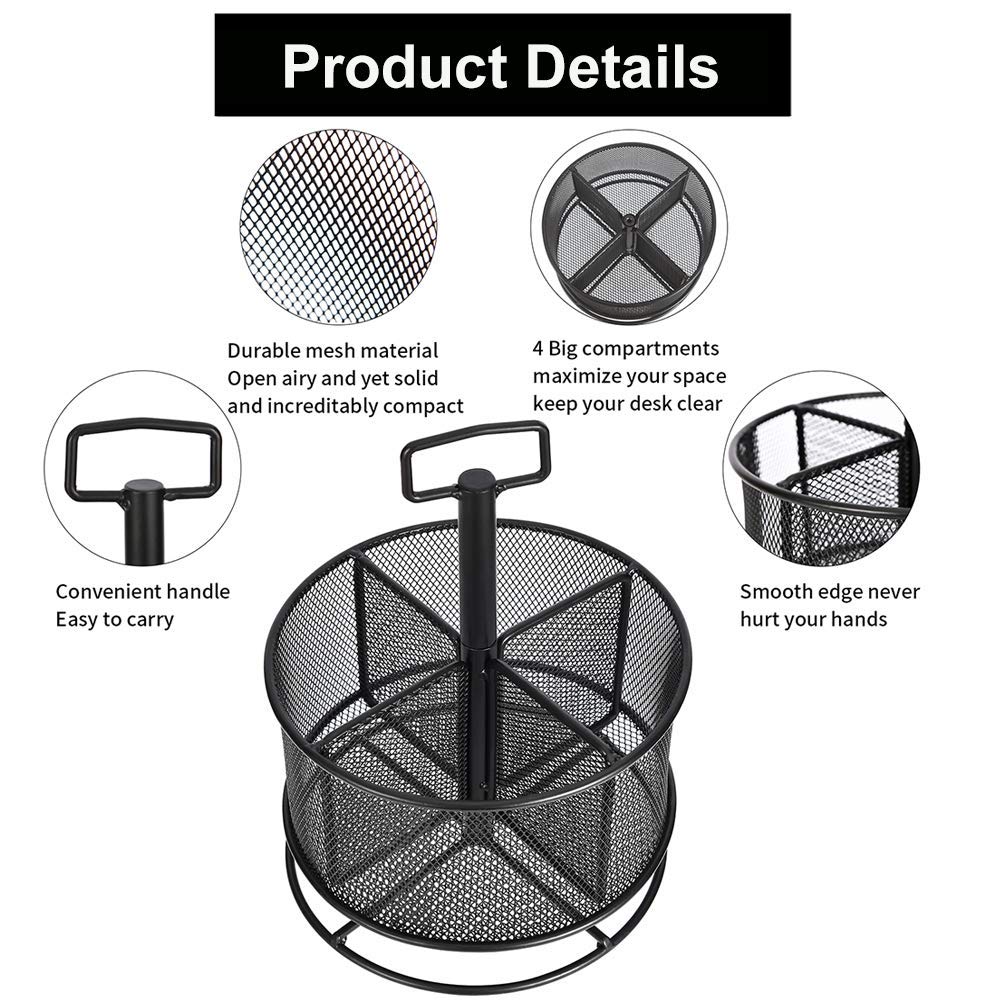 Marbrasse 5-Tier Paper Letter Tray Organizer + 360-Degree Rotating Multi-Functional Pen Holder