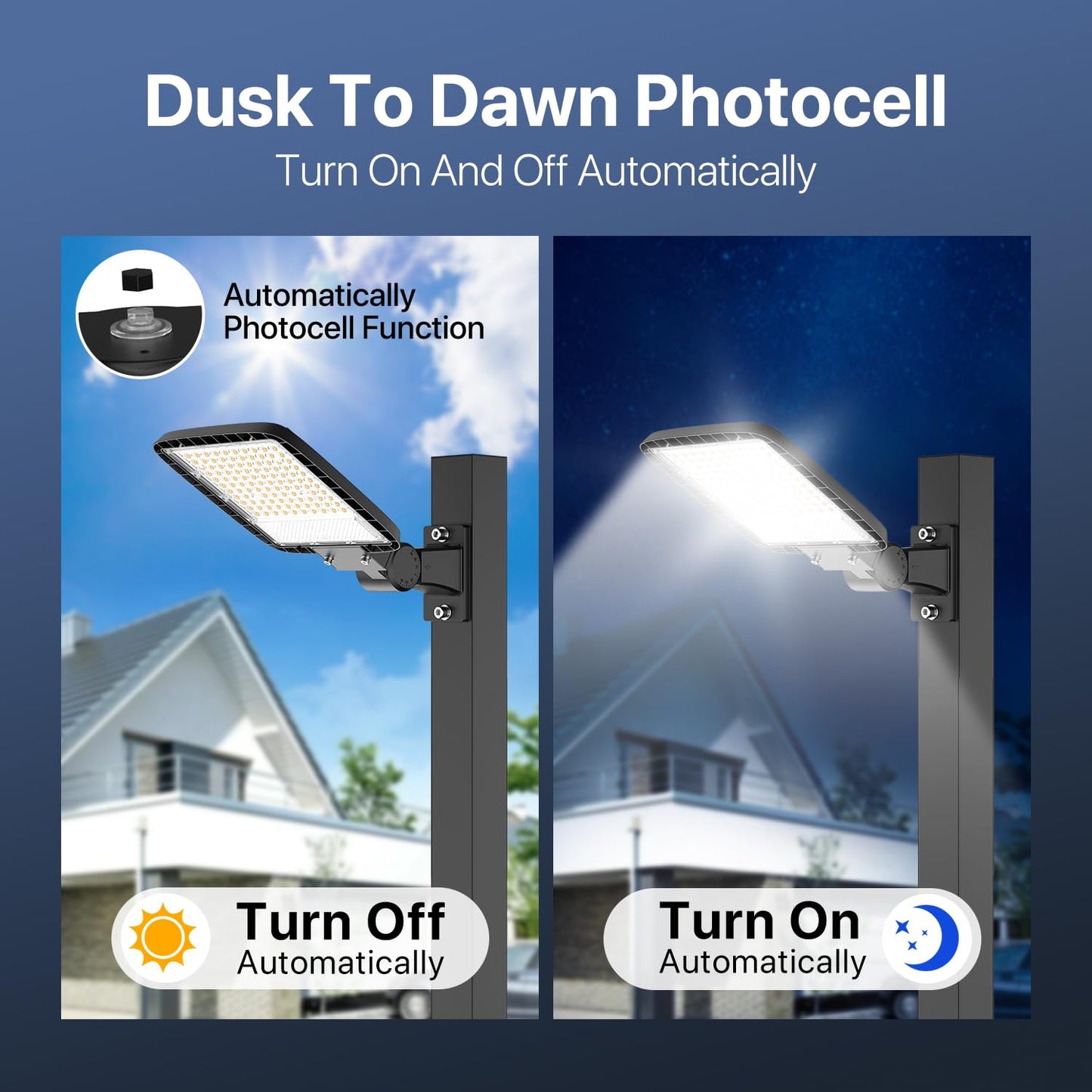 150W Parking Lot Light, LED Flood Light Outdoor 22500LM 5000K Adjustable Arm Mount LED Street Light with Dusk to Dawn Photocell 120V IP65 Waterproof LED Shoebox Light Outside for Yard Warehouse Barn