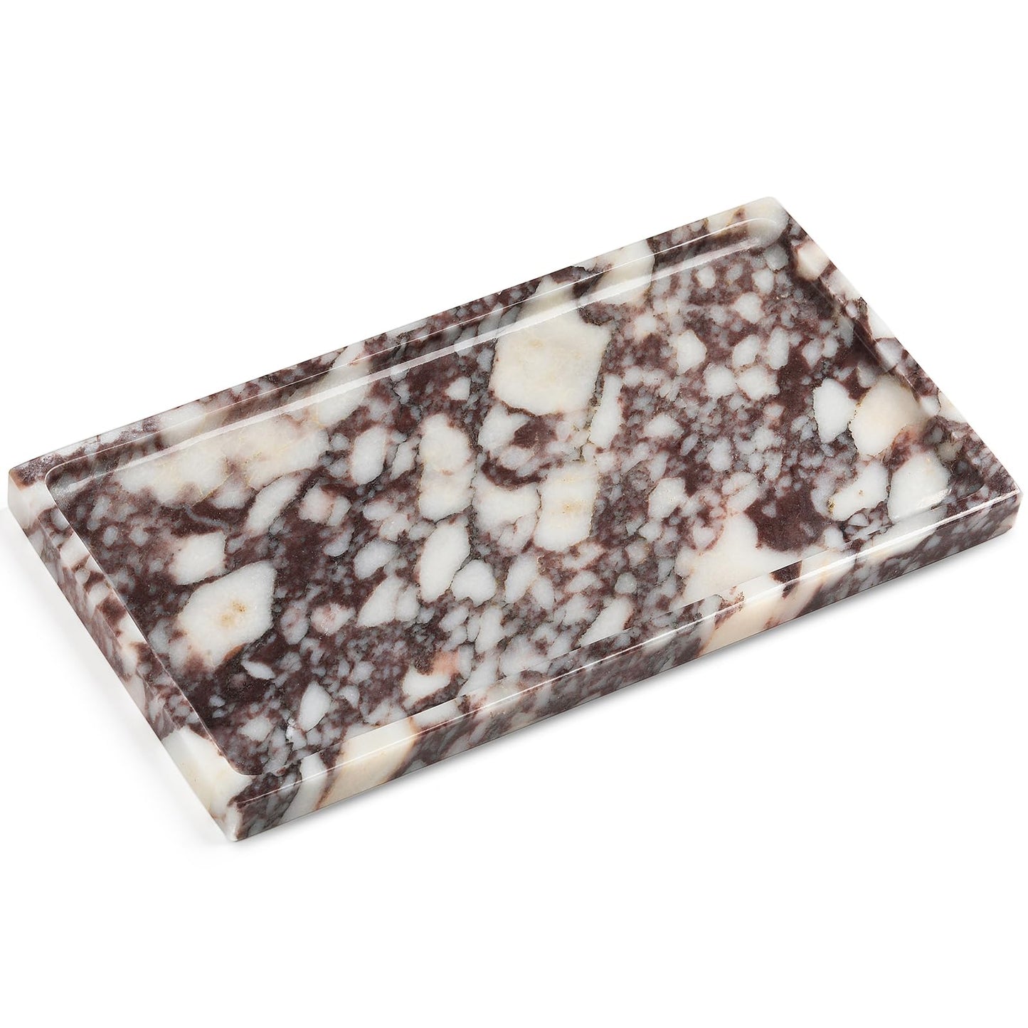 Natural Marble Vanity Tray - Moujings Genuine Marble Perfume Tray for Bathroom Decor, Stone Bathroom Vanity Organizer Tray for Kitchen Counter, Candles, Jewelry, Coffee, Makeup, Key