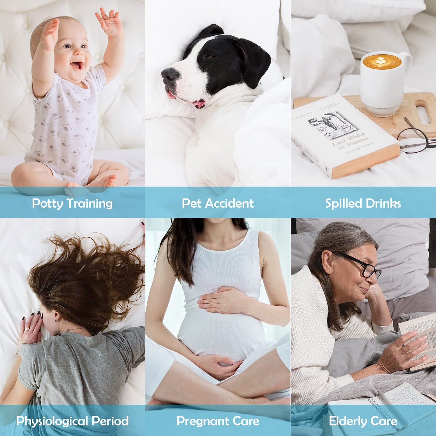 Cozymaker Queen Size 100% Waterproof Mattress Protector, Cooling Mattress Cover Fitted 8-21" Deep Pocket, 3D Air Fabric Soft Breathable Bed Mattress Pad Cover Noiseless Washable