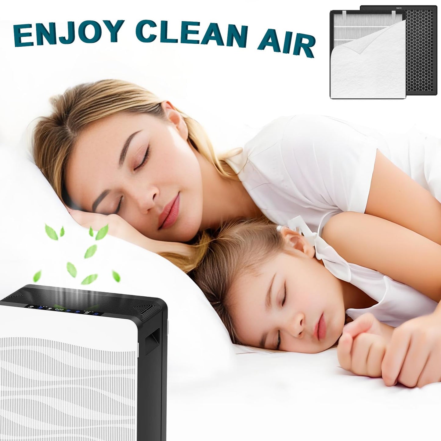 Molgoc 4-Pack Replacement filter for Air Purifier,Compatible with Mooka C300 Air Purifier,H13 True HEPA and Deodorization Activated Carbon Filter Combo + Extra Enhanced Pre-Filter.