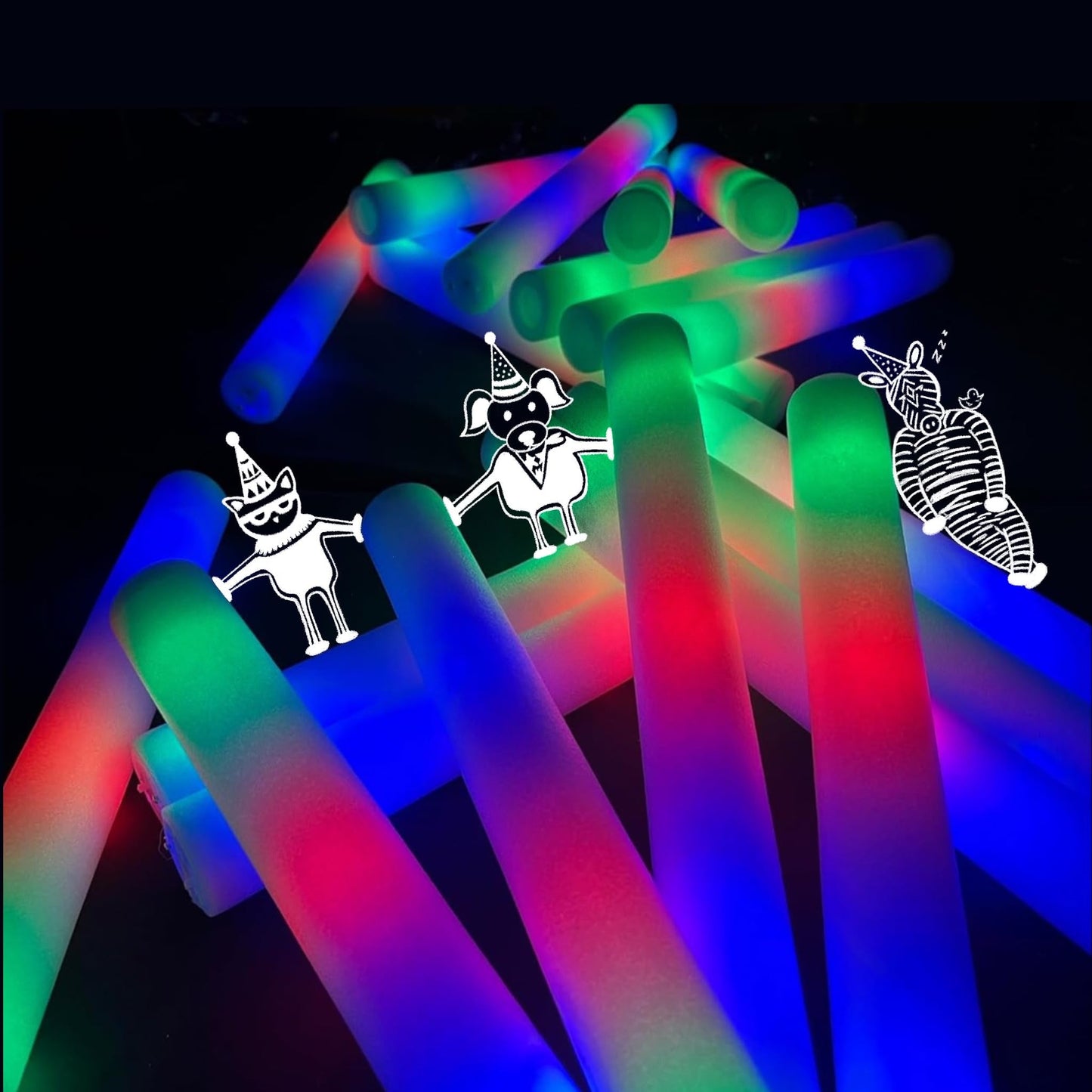 100-Bulk Pack Glow Foam Sticks – UltraBright 3 Flashing Modes, great for kids’ parties, Halloween, school events, campouts & more. From a fun-loving, U.S.-owned small business!