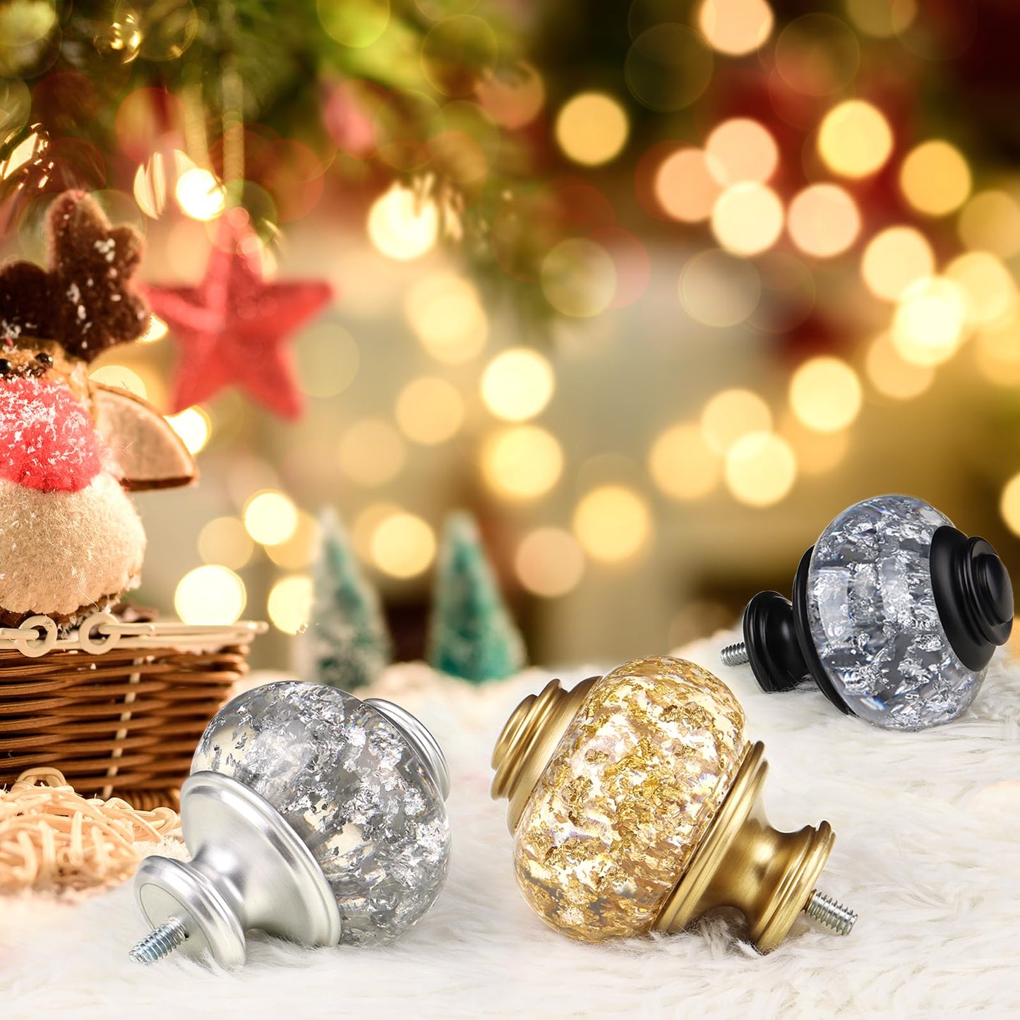 1 Inch Curtain Rods 72 to 144 Inches (6 to 12 ft) Telescoping Single Drapery Rod, USFOOK Heavy Duty Curtain Rods for Windows with Silver Decorative Translucent Finials