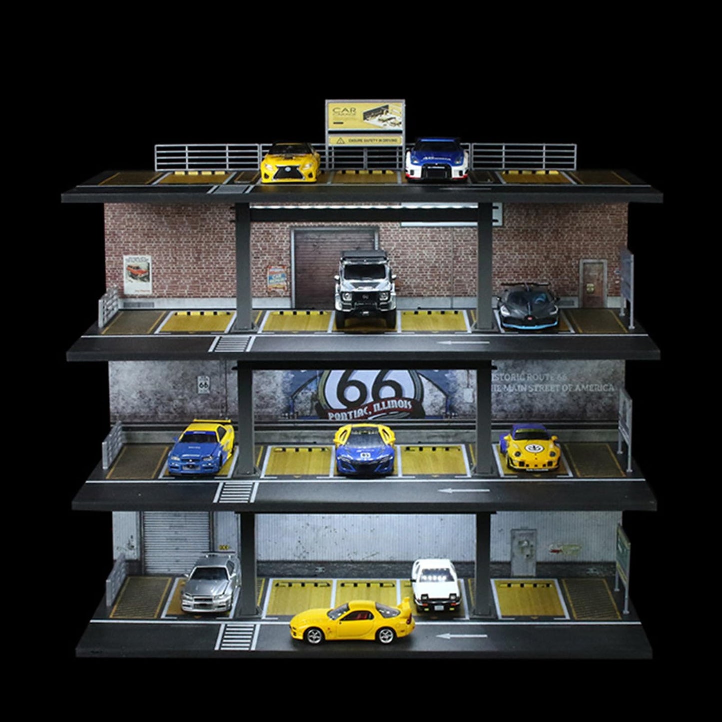 1/64 Scale Die-cast Model Car Display Case Organizer - Parking Garage Diorama Compatible with Hot Wheels Matchbox Mini GT,for Toy Car Display and Storage 20 Parking Spaces (Mix)