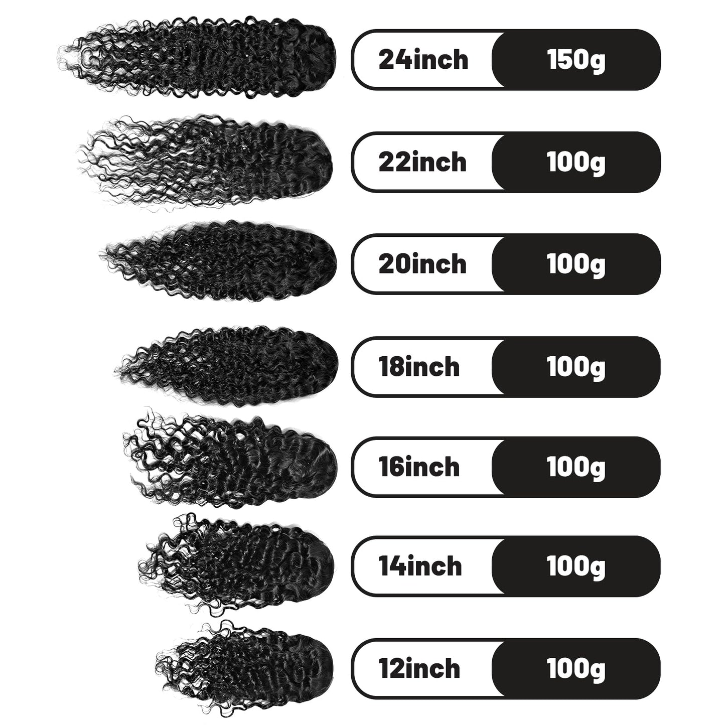 100% Human Hair Curly Drawstring Ponytail extension Water Wave, 12 inch 1B Natural Black Color, Afro Ponytail Brazilian Kinky Real Hair Ponytail Extensions For Black Women