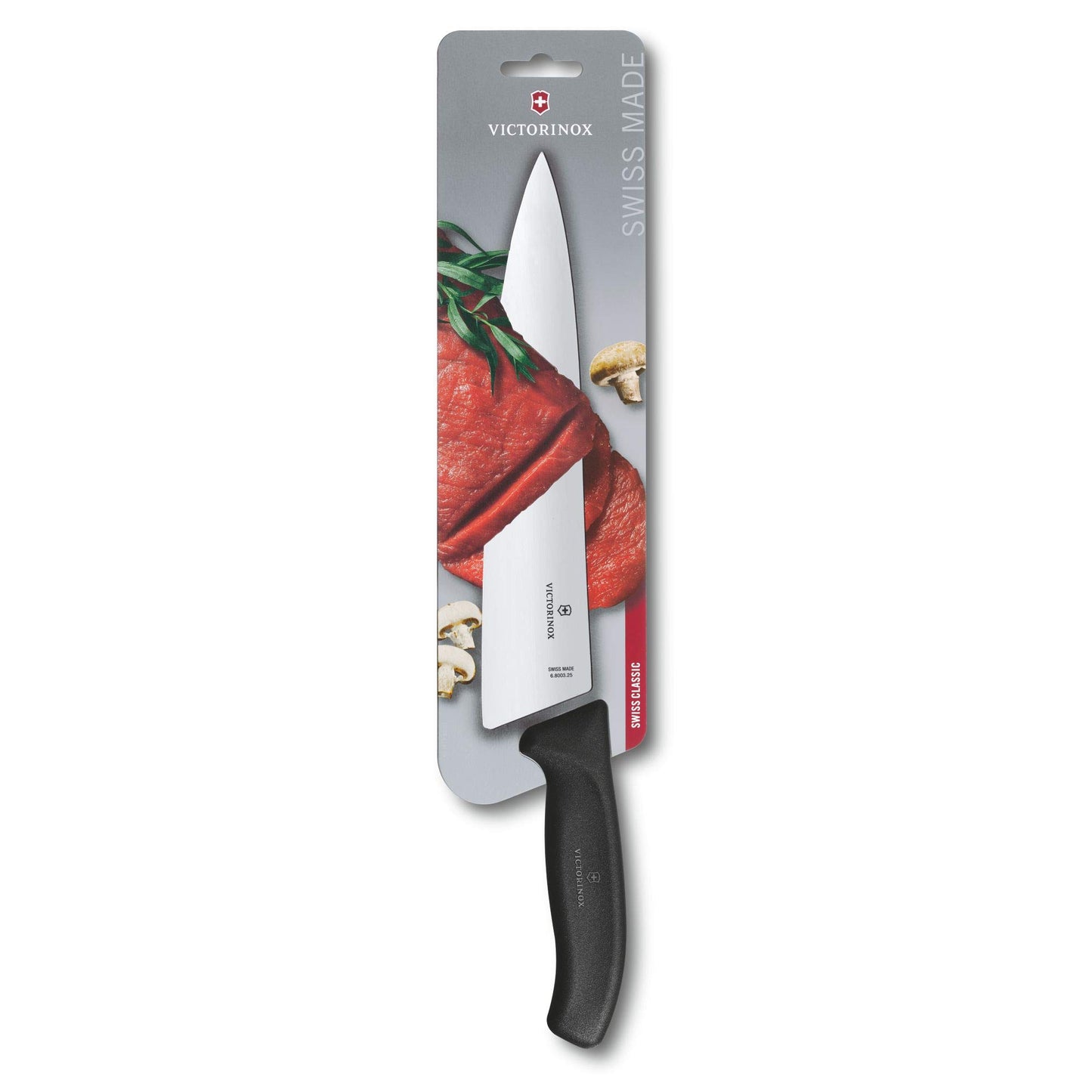 Victorinox Chef Knife 8 Inch - Swiss Classic Straight Edge Chef’s Knife, Kitchen Knife with Stainless Steel Blade, Ergonomic Non-Slip Handle, Dishwasher Safe, Black