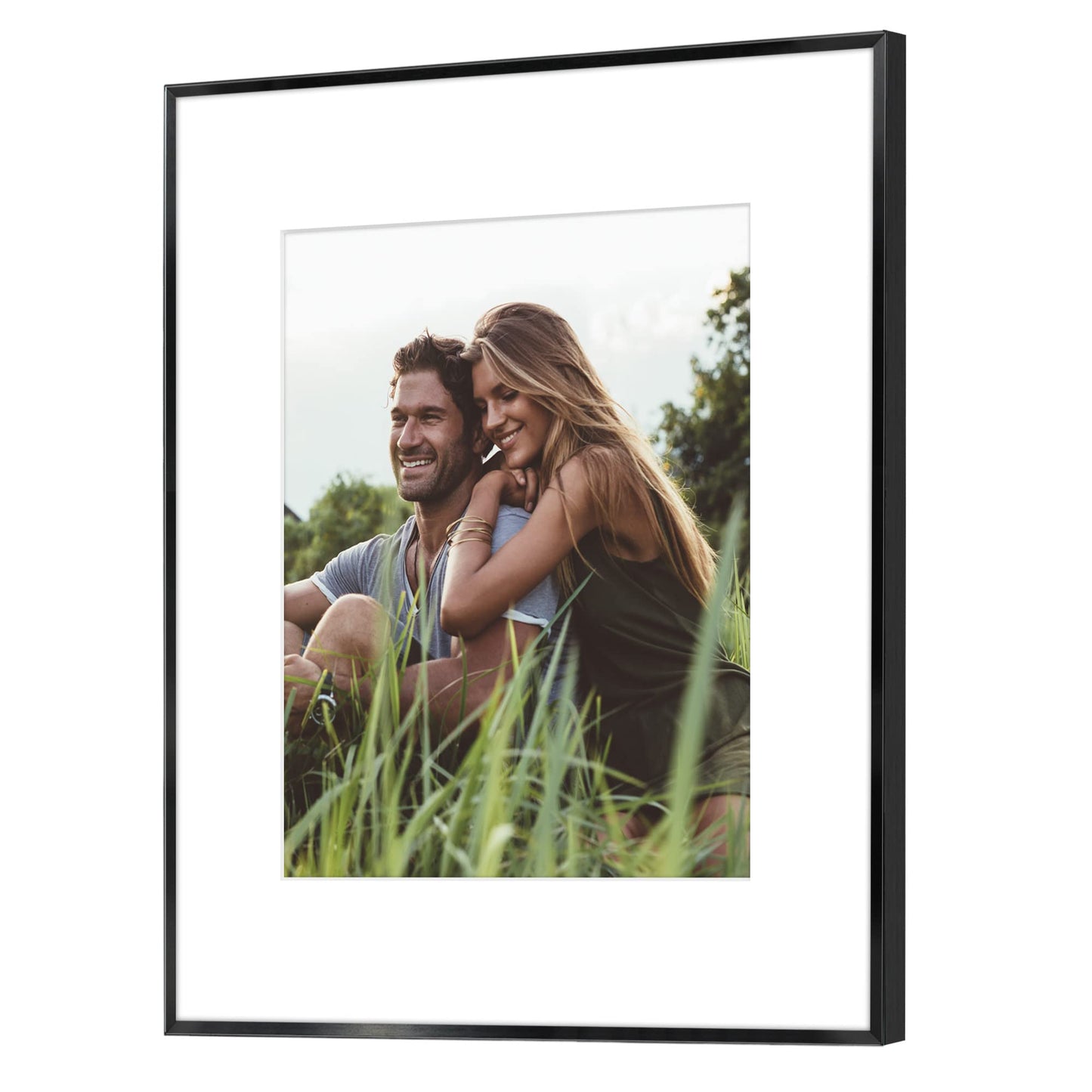 Americanflat 16x20 Metal Picture Frame with Tempered Glass - Use as 11x14 Frame with Mat or Display 16x20 Photo Without Mat - Brooklyn Collection - Picture Frames for Wall Display - Black